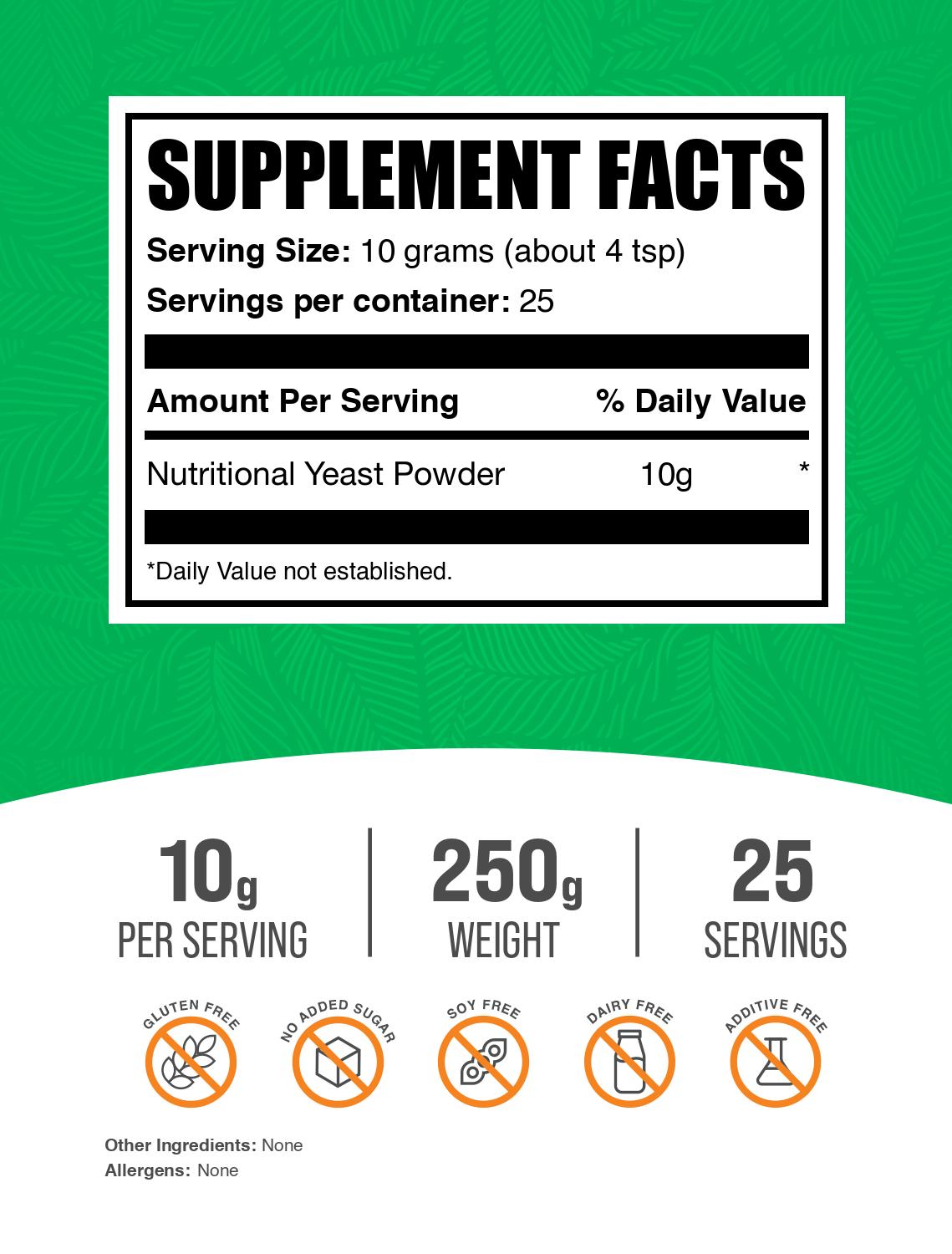Nutritional Yeast powder label 250g