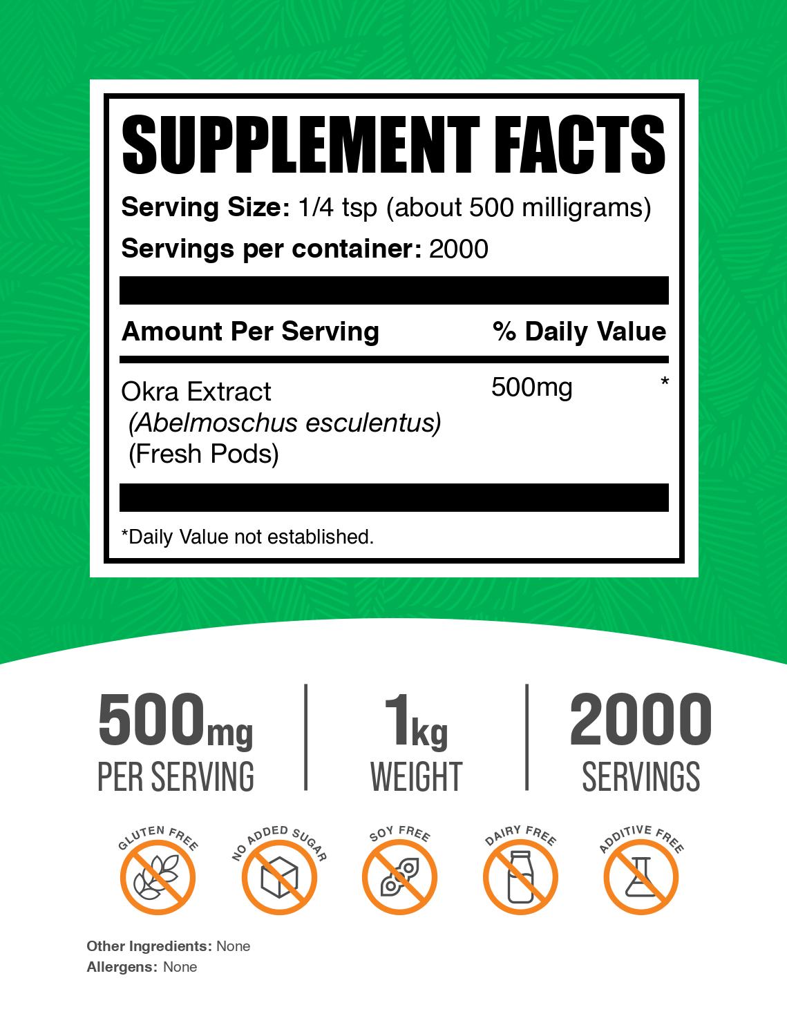 Okra extract powder label 1kg