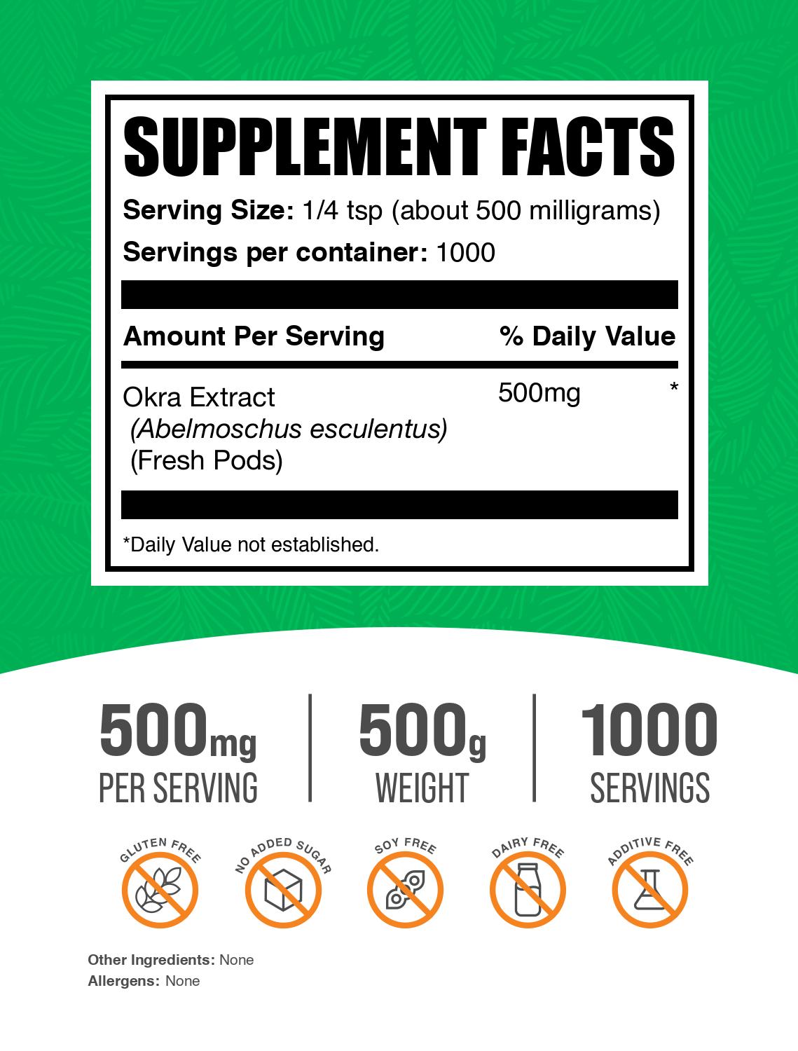 Okra extract powder label 500g