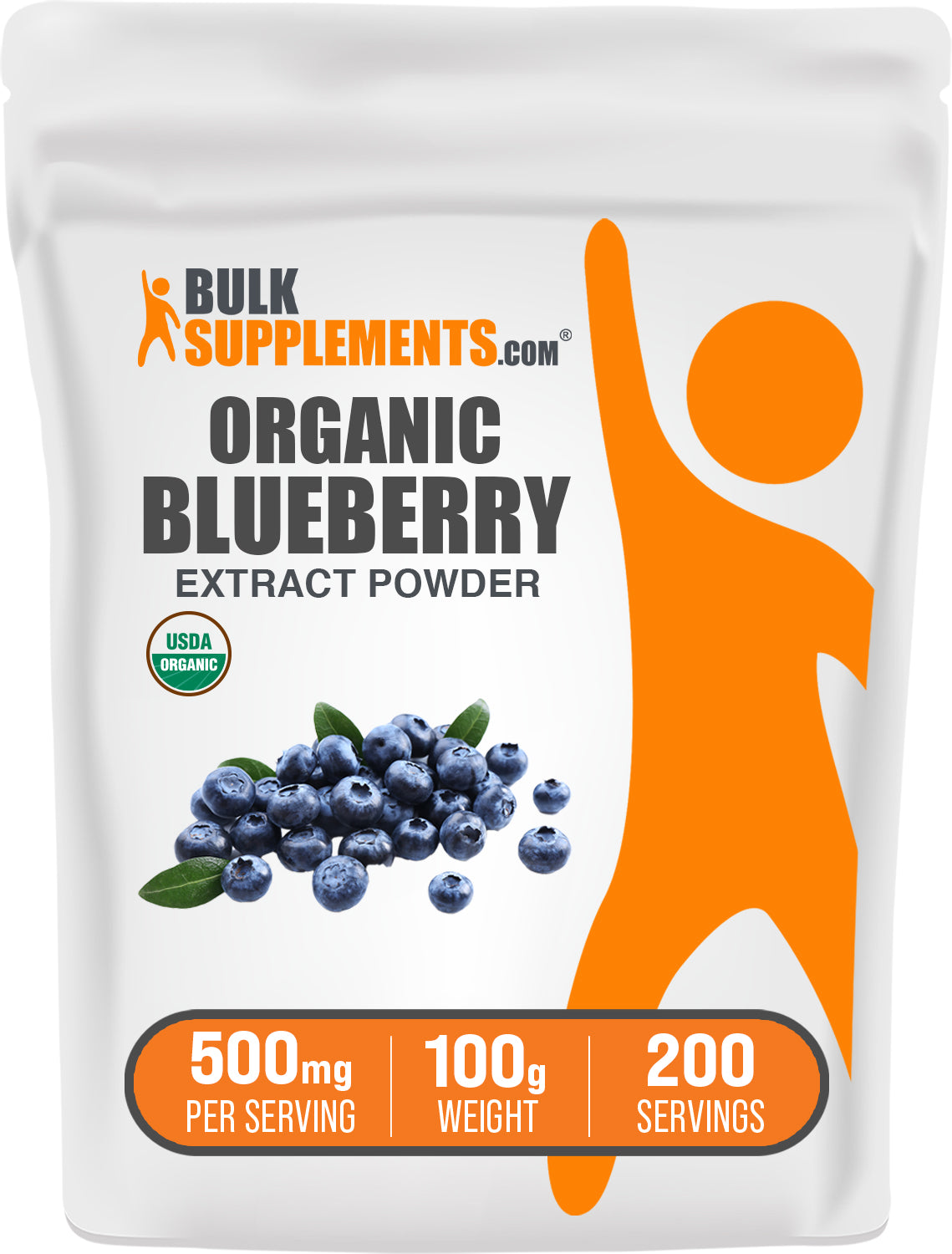 imagen de bolsa de 100 g de polvo de extracto orgánico de arándano BulkSupplements.com
