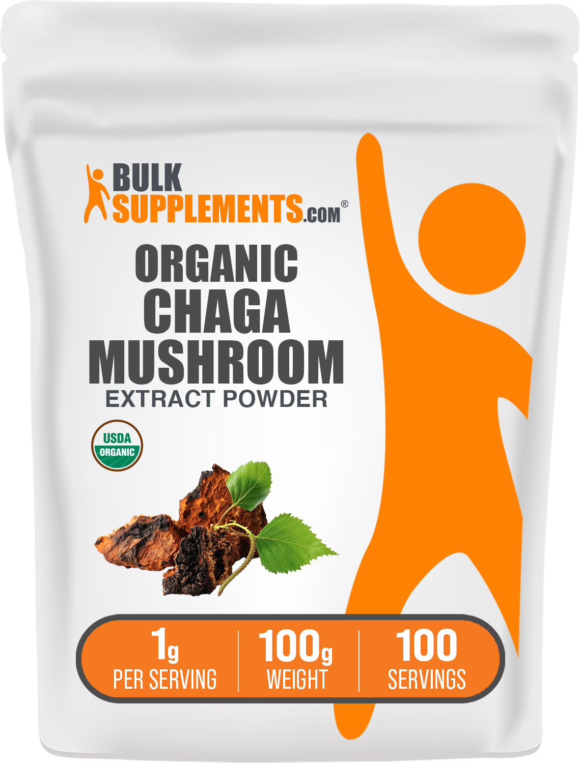 BulkSupplements.com Organic Chaga Mushroom Extract Powder 100g