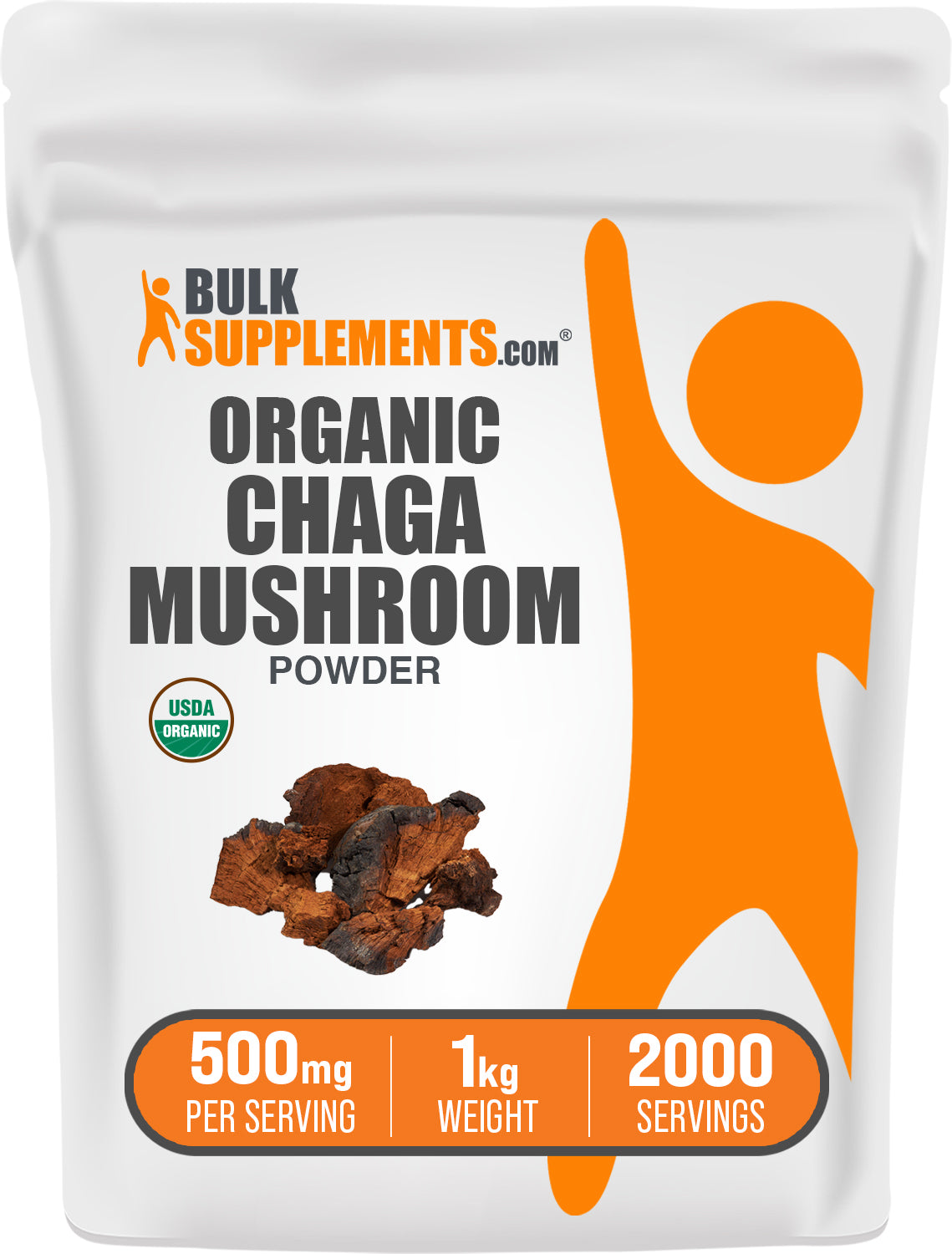 BulkSupplements.com Organic Chaga Mushroom Powder 1kg bag image