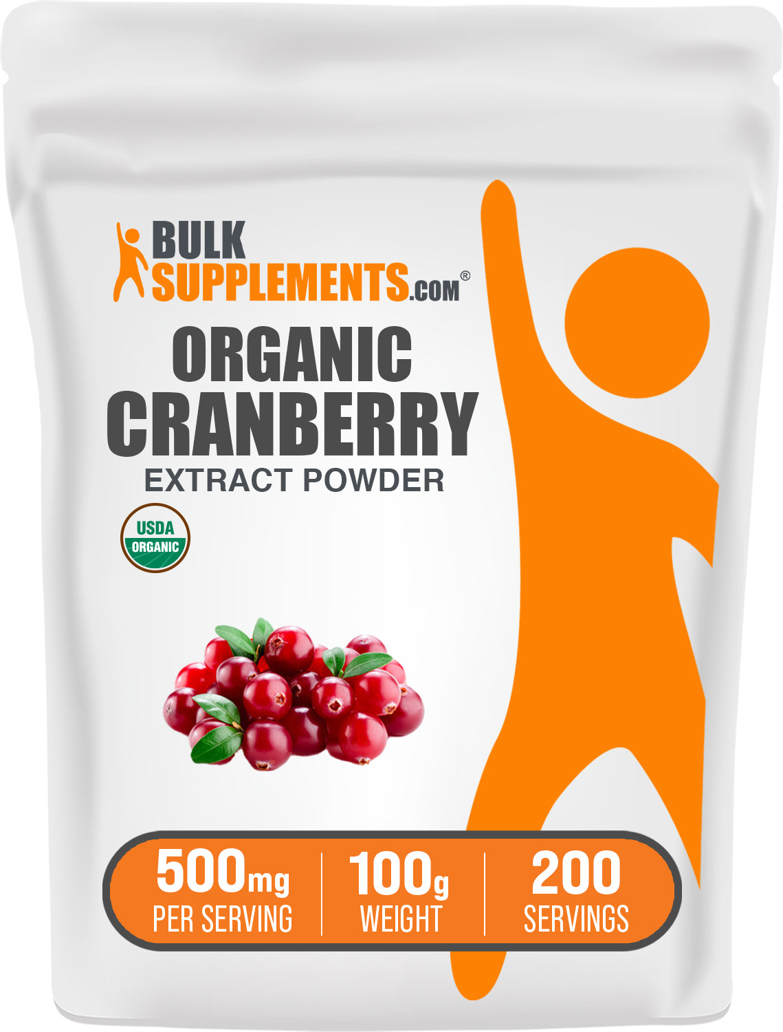 BulkSupplements.com Organic Cranberry Extract Powder 100g bag image