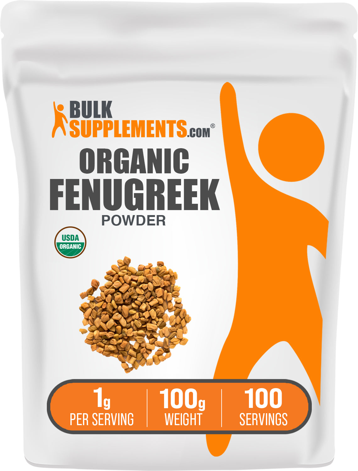 BulkSupplements.com Organic Fenugreek Powder 100g bag image