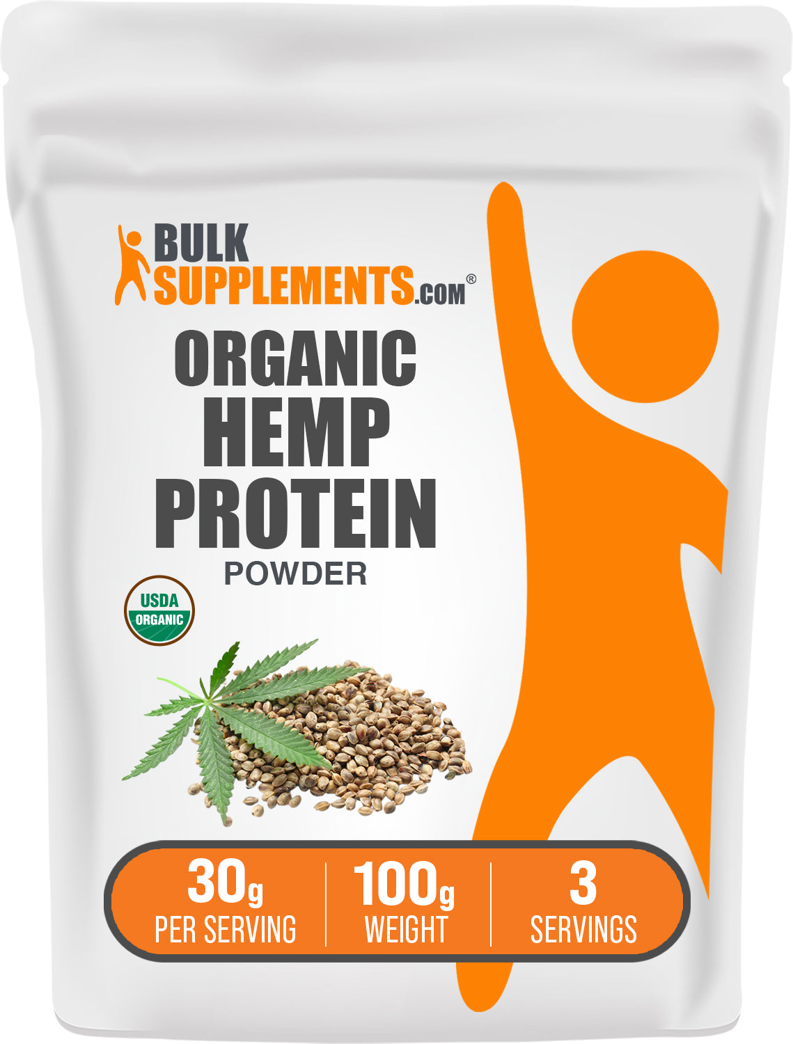 BulkSupplements.com Organic Hemp Seed Protein Powder 100g bag image
