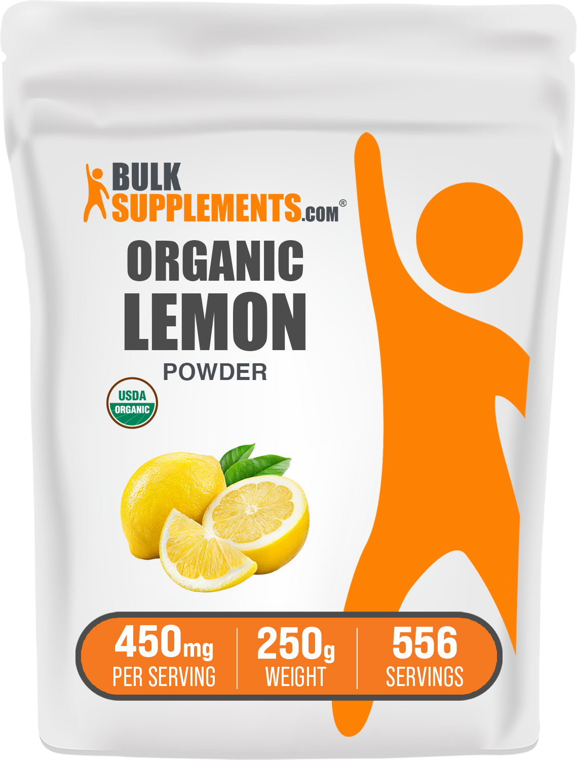 BulkSupplements.com Organic Lemon Powder 250g bag image