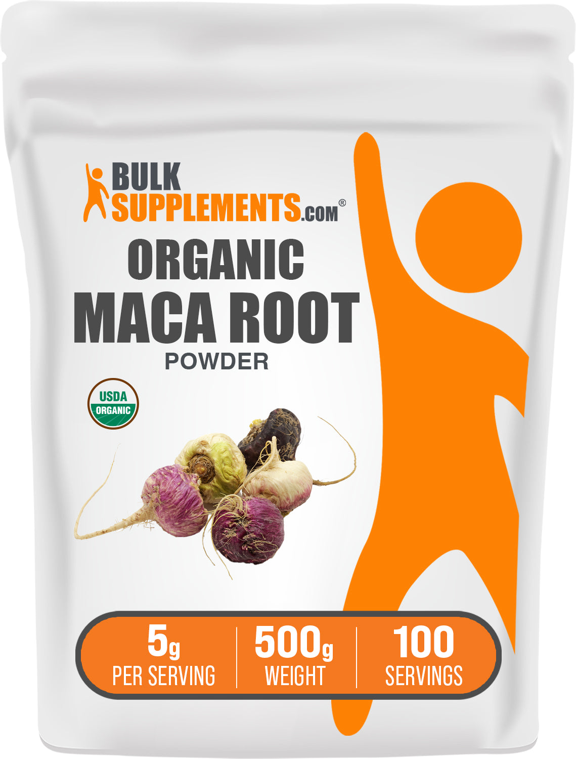 BulkSupplements.com Organic Maca Powder 500g bag image
