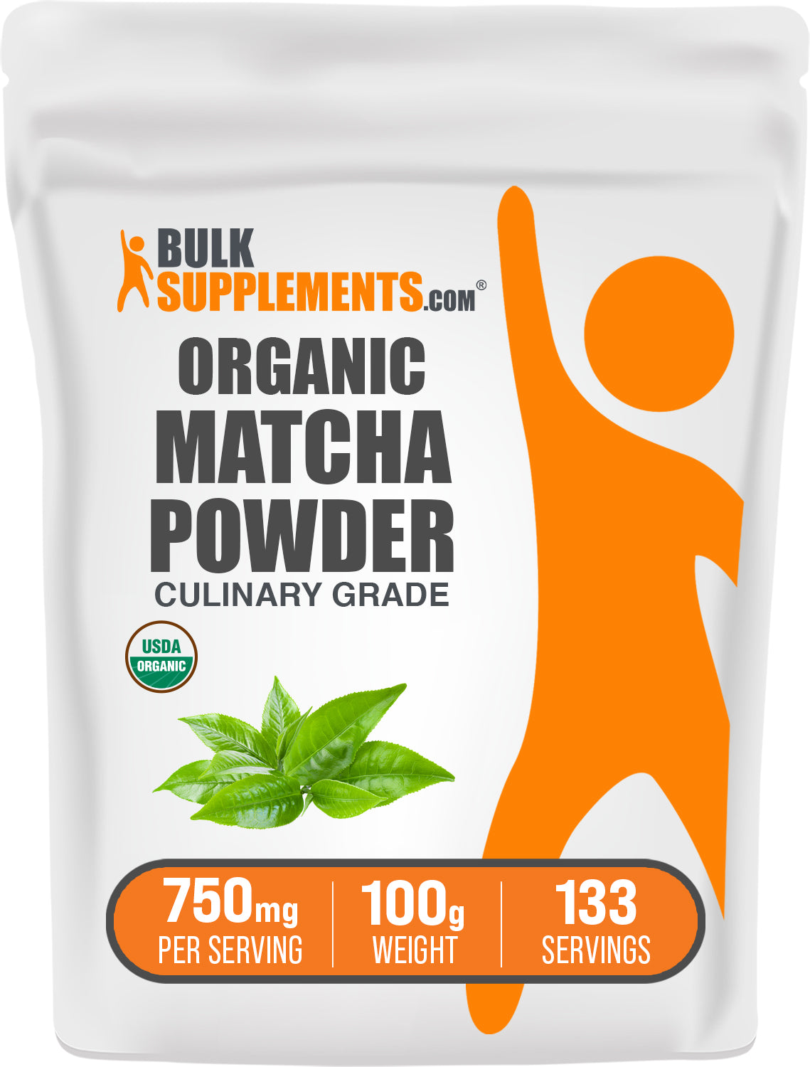 BulkSupplements.com Organic Matcha Powder 100g bag image