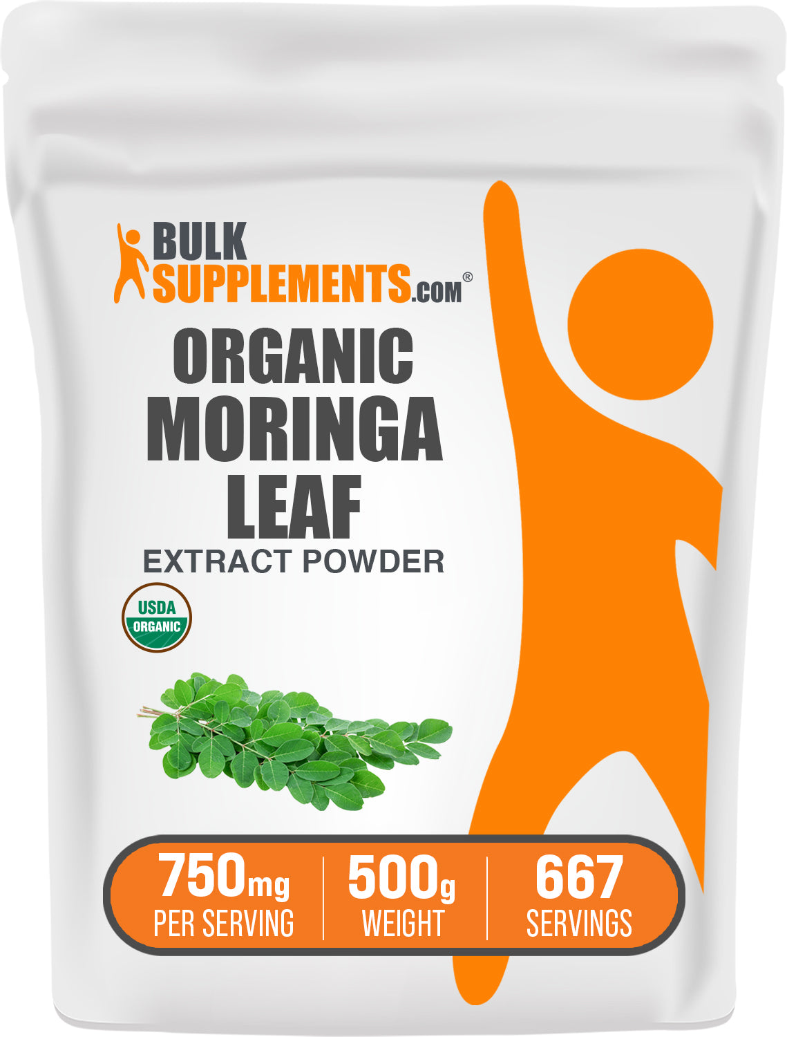 BulkSupplements.com Organic Moringa Extract Powder 500g bag image