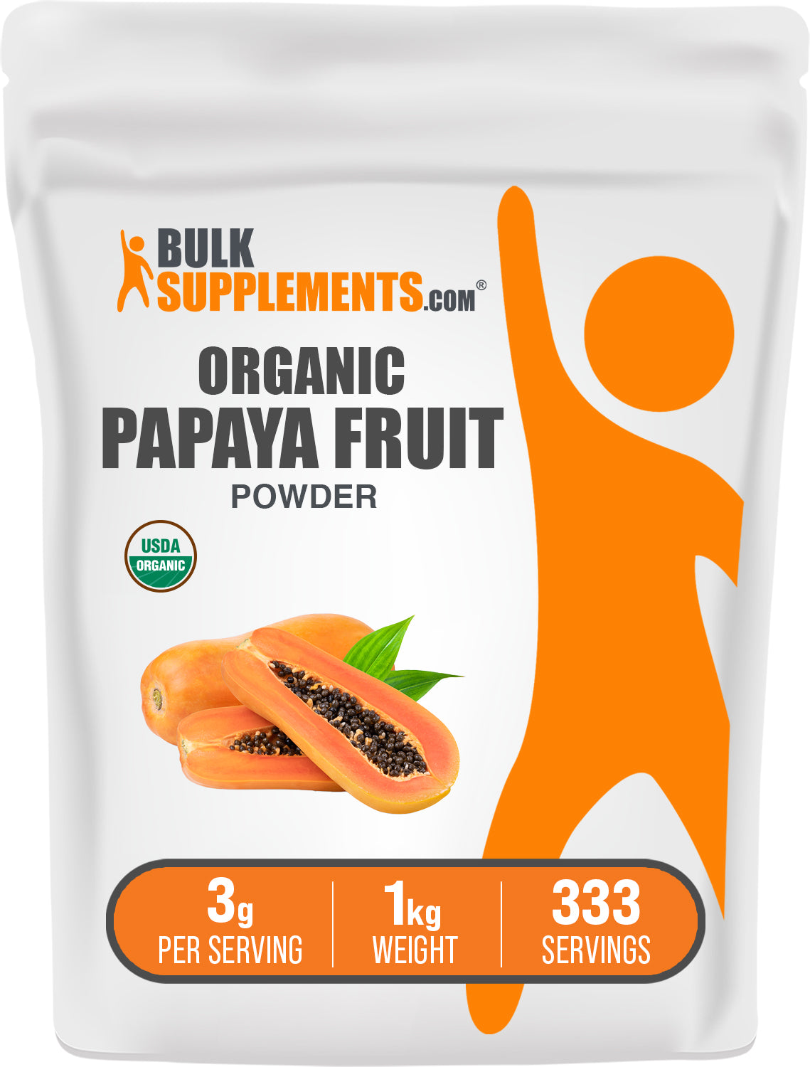 BulkSupplements.com Organic Papaya Fruit Powder 1kg bag image