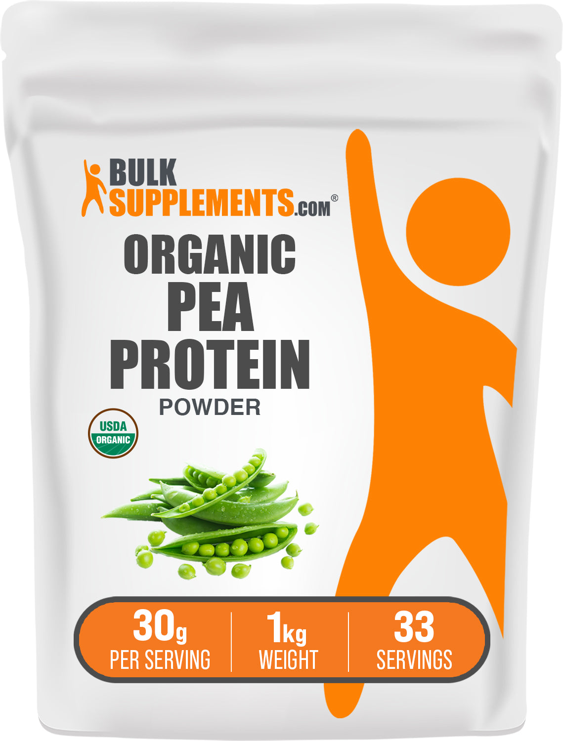 BulkSupplements.com Organic Pea Protein Powder 1kg bag image