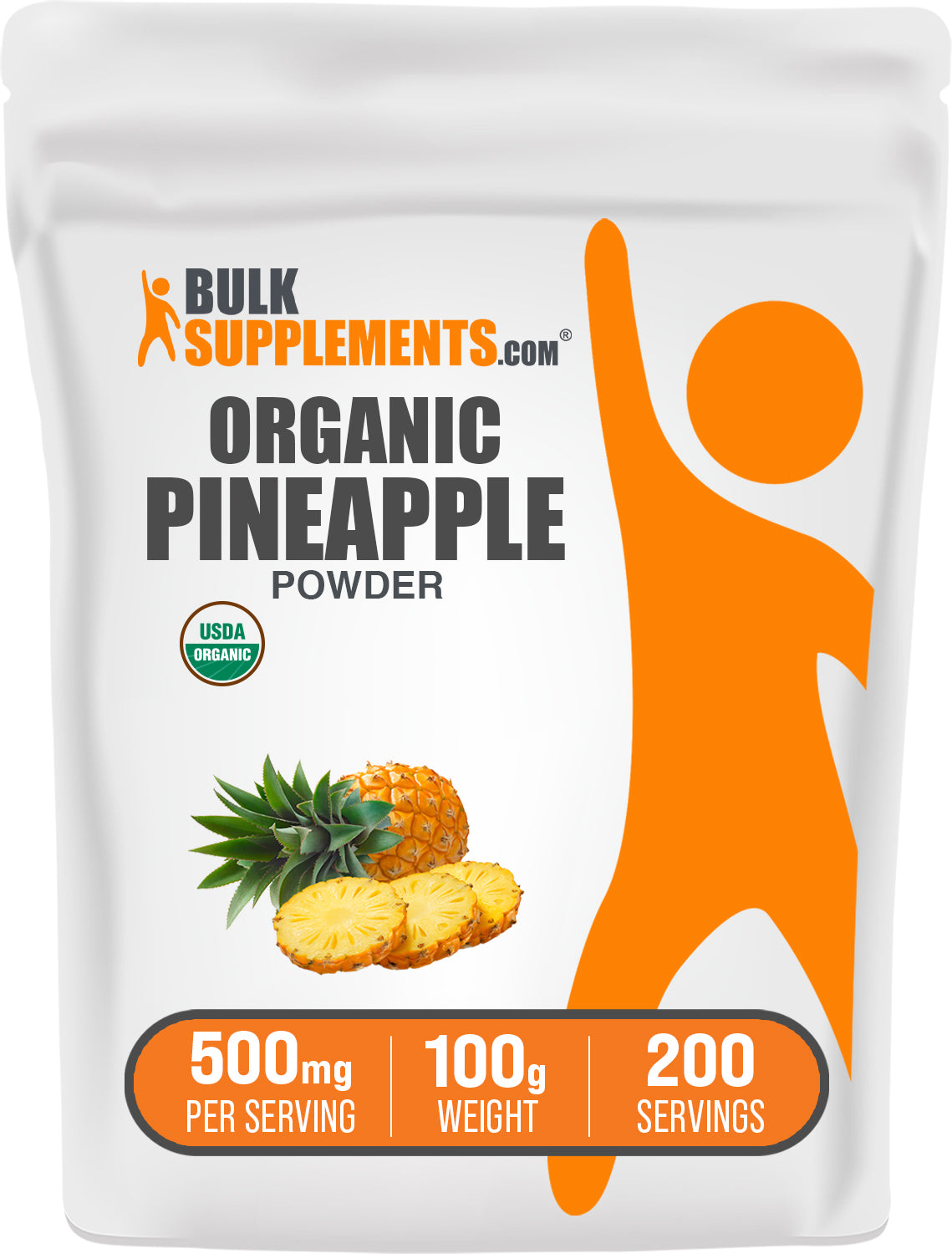 BulkSupplements.com Organic Pineapple Powder 100g bag image