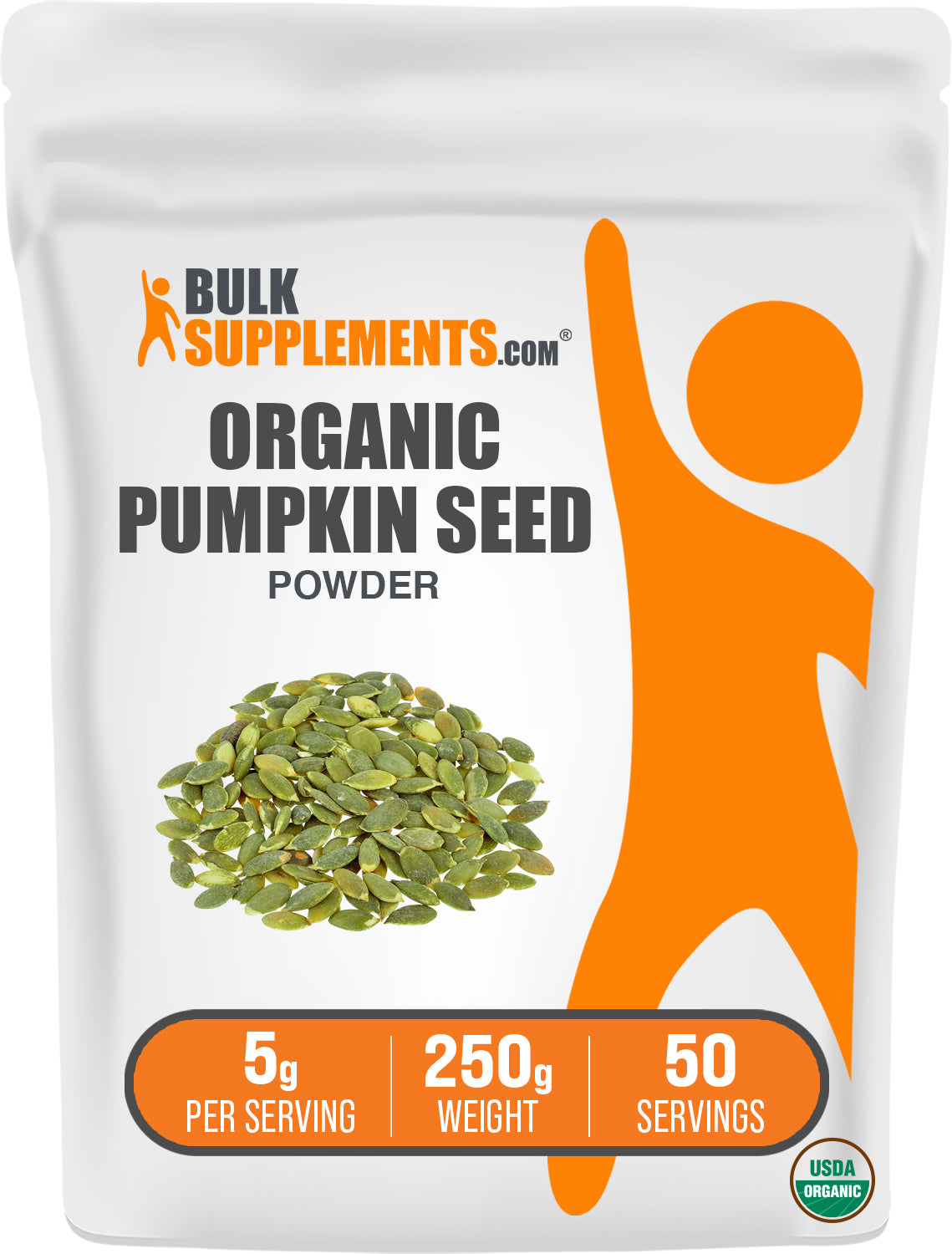 BulkSupplements.com Organic Pumpkin Seed Powder 250g bag image