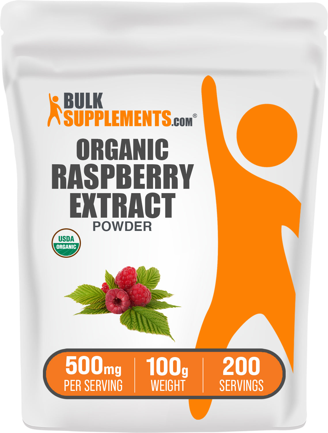 BulkSupplements.com Organic Raspberry Extract Powder 100g bag image