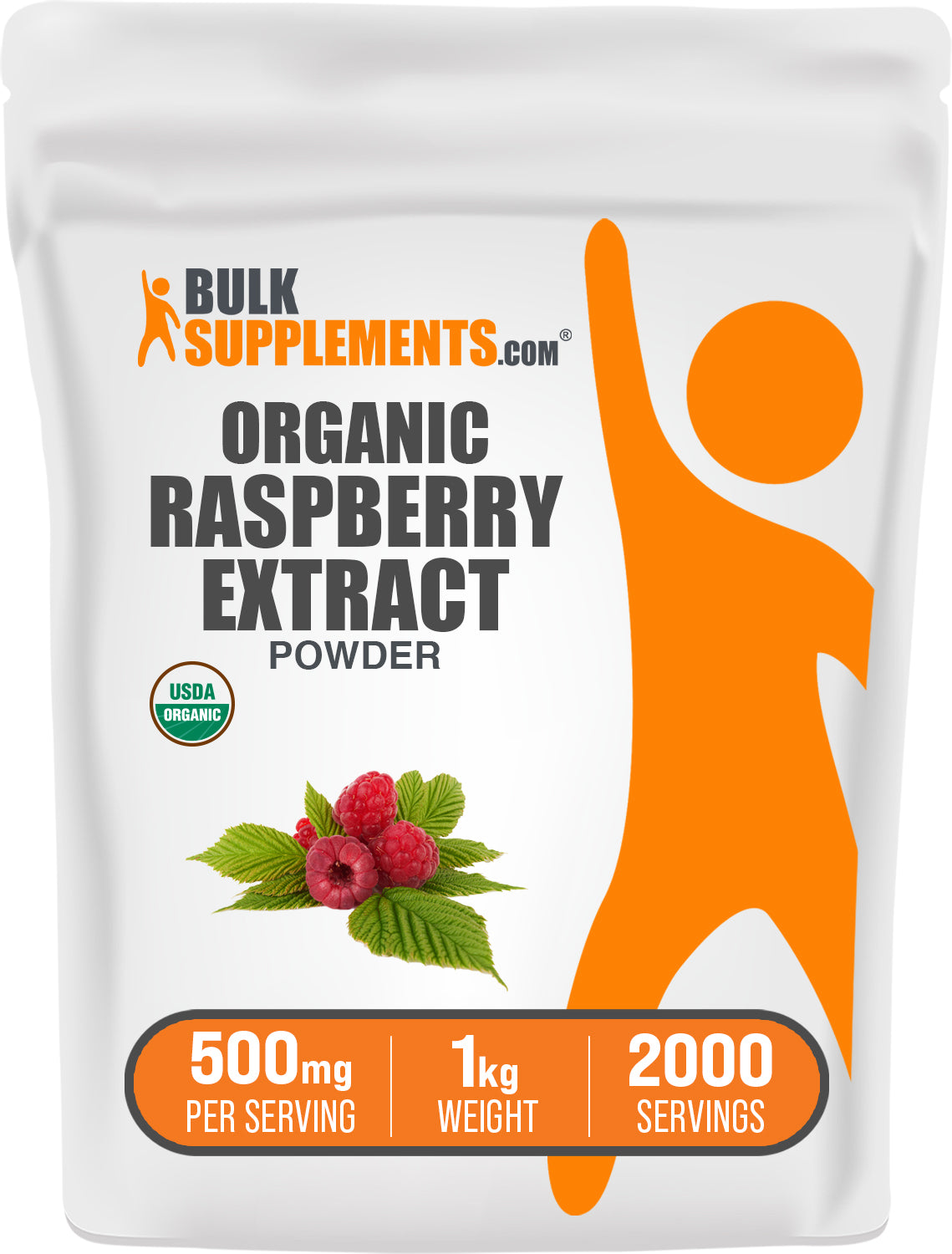 BulkSupplements.com Organic Raspberry Extract Powder 1kg bag image