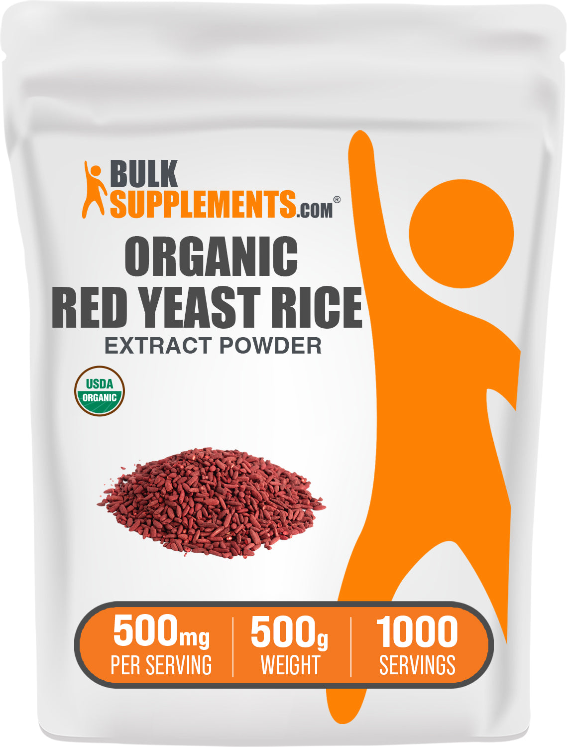 BulkSupplements.com Organic Red Yeast Rice Extract Powder 500g bag image