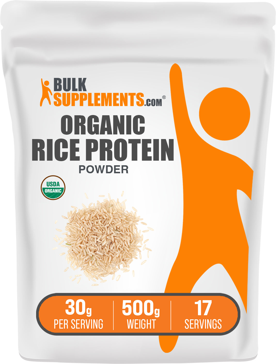 BulkSupplements.com Organic Rice Protein Powder 500g bag image