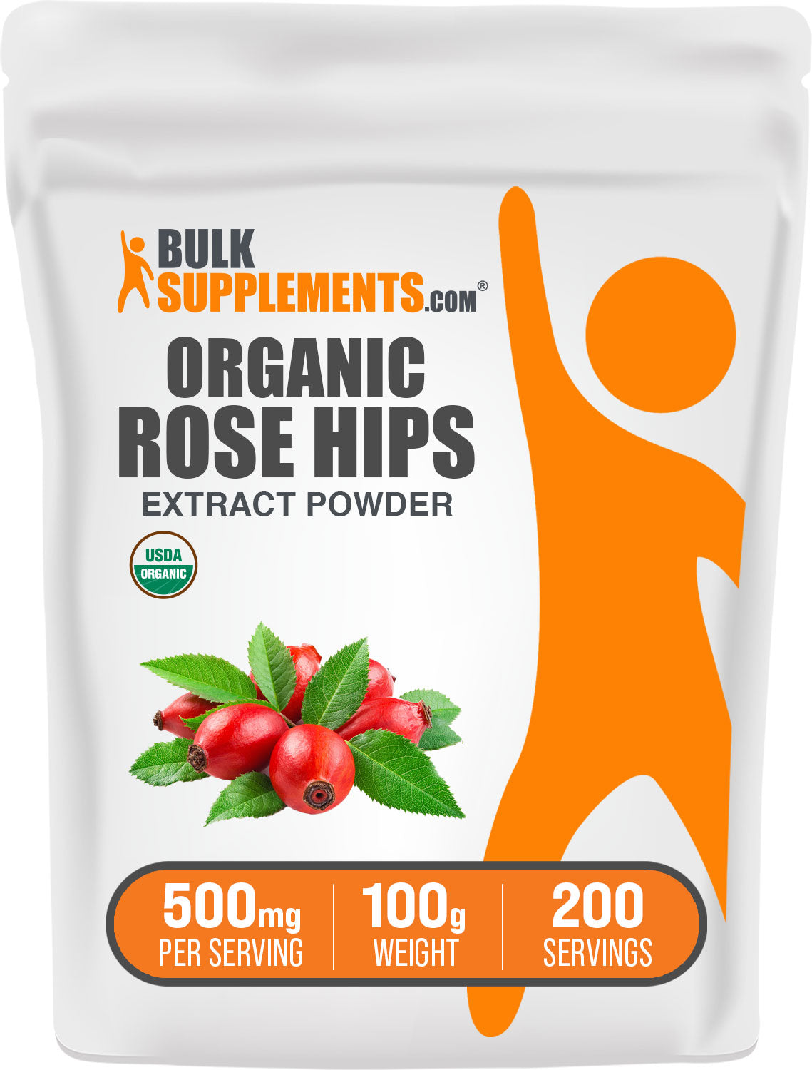 BulkSupplements.com Organic Rosehip Extract Powder 100g bag image