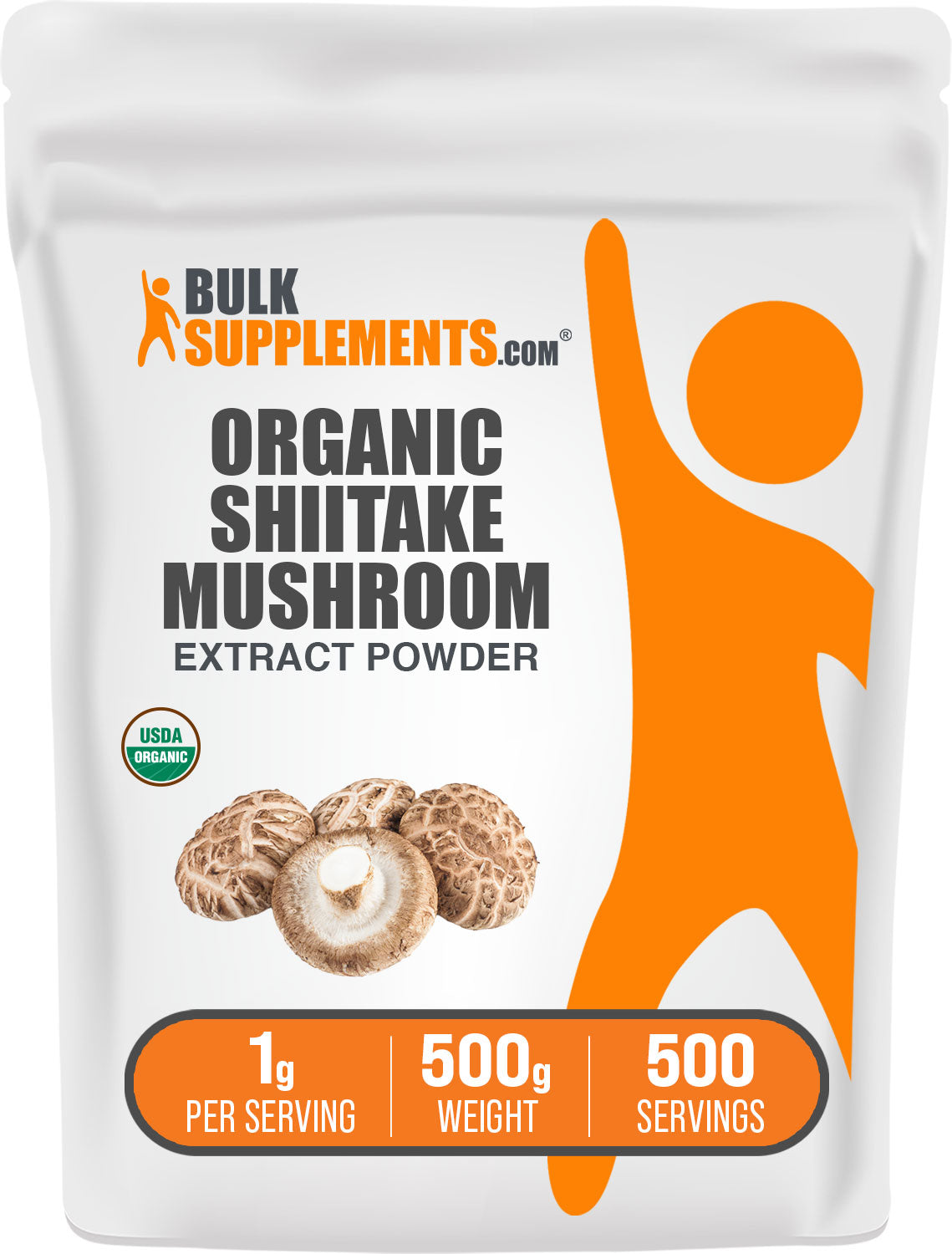 BulkSupplements.com Organic Shiitake Mushroom Extract Powder 500g bag image