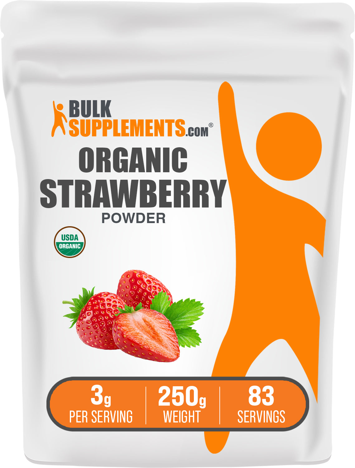 BulkSuppements.com Organic Strawberry Powder 250g bag image