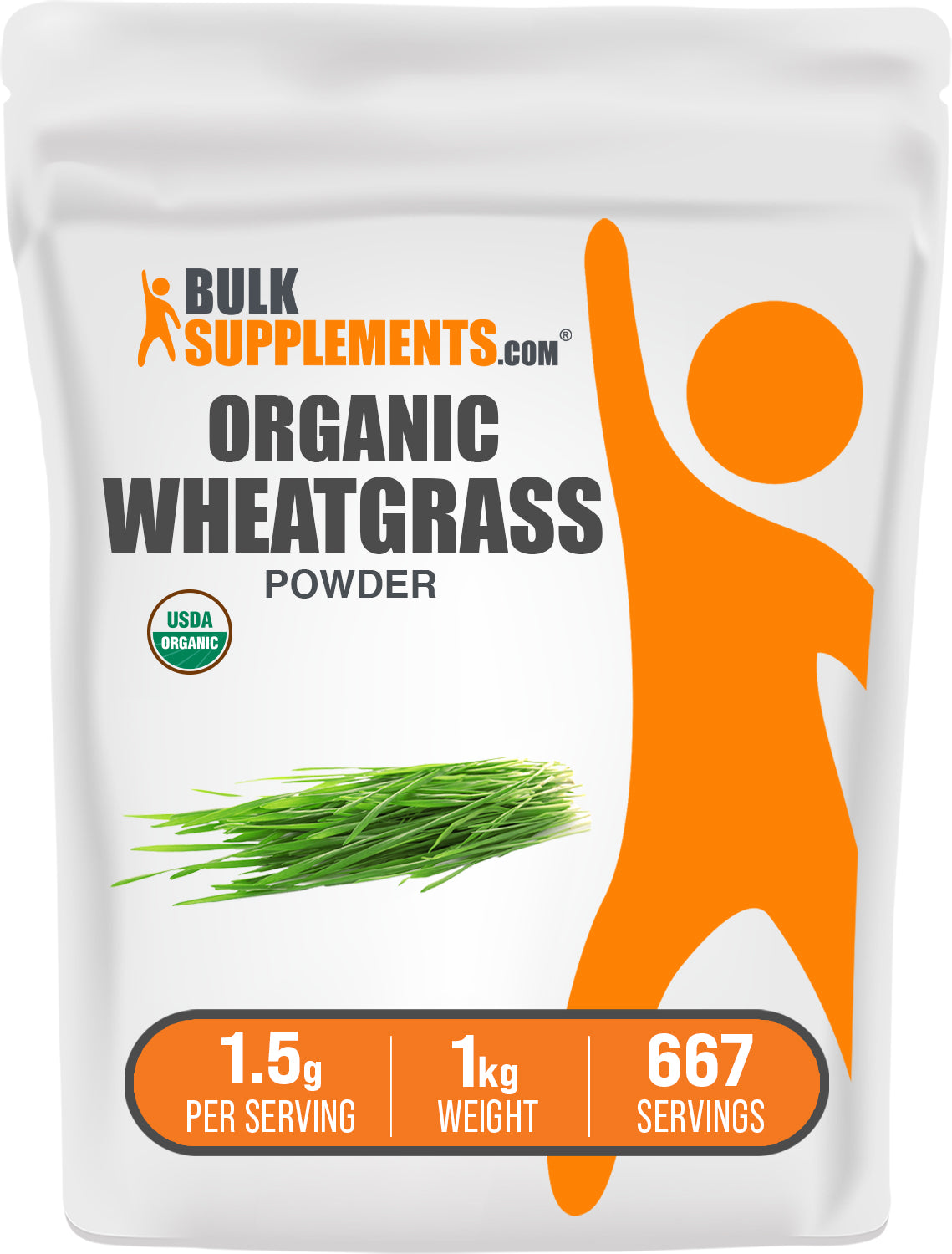 BulkSupplements.com Organic Wheatgrass Powder 1kg bag image