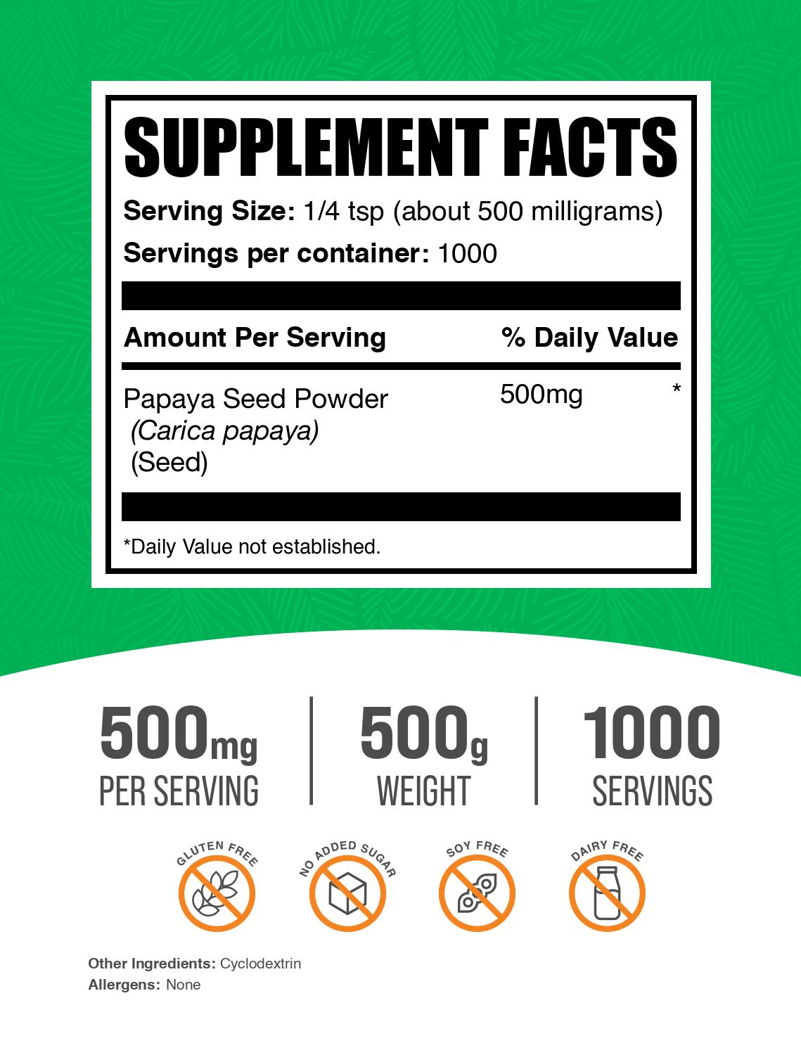 Papaya seed powder label 500g