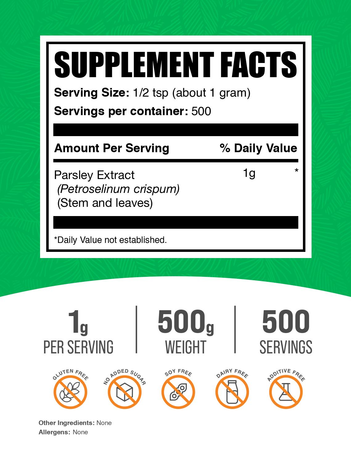 Parsley extract powder label 500g