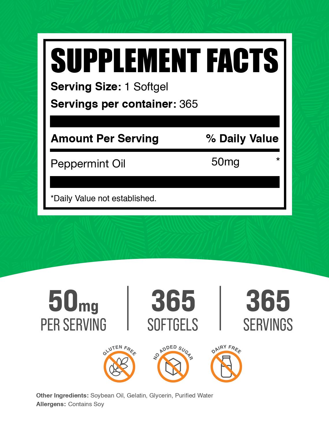 Peppermint Oil Softgels 365ct Label