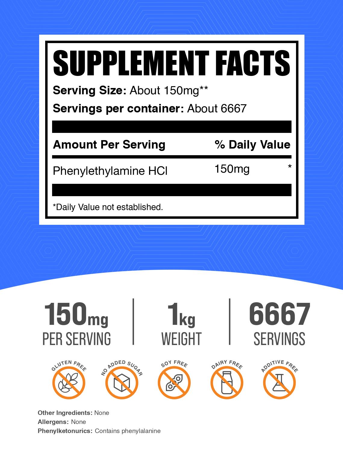 Phenylethylamine HCl (PEA) powder label 1kg