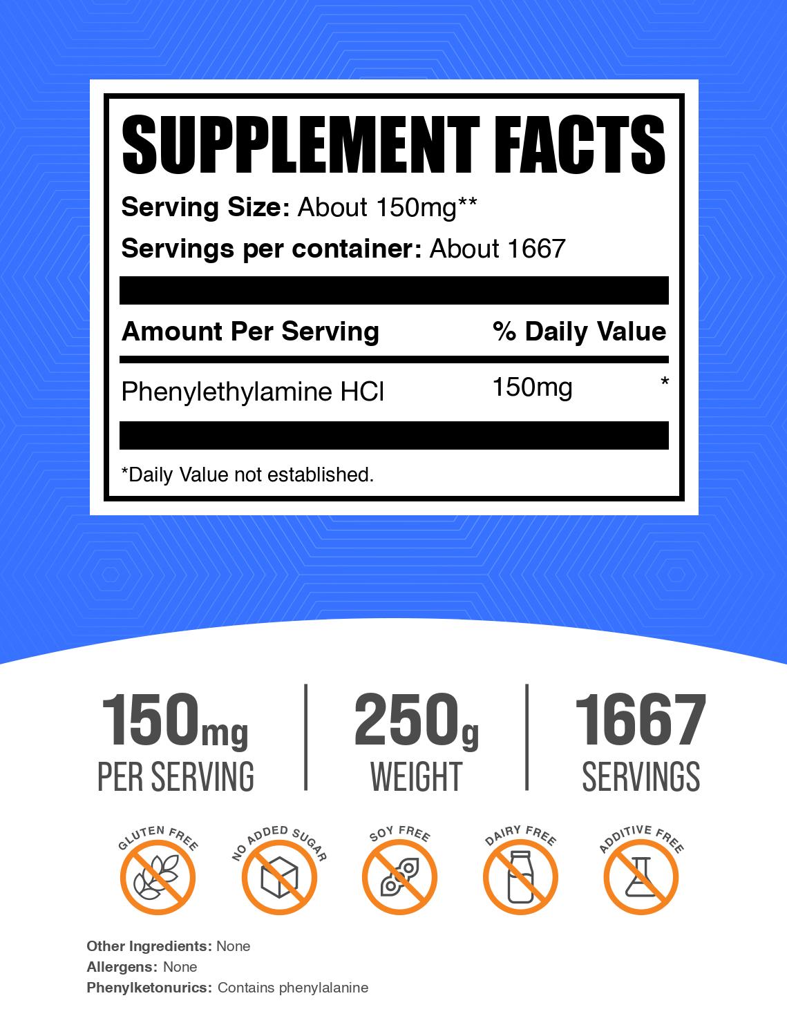 Phenylethylamine HCl (PEA) powder label 250g