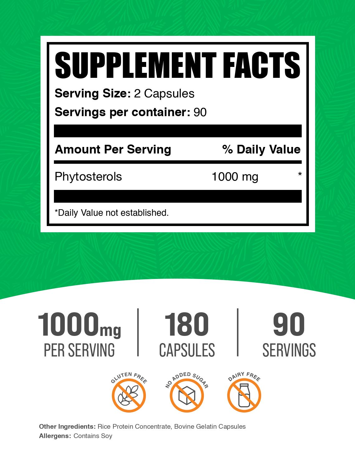 Phytosterols capsules 180 ct label