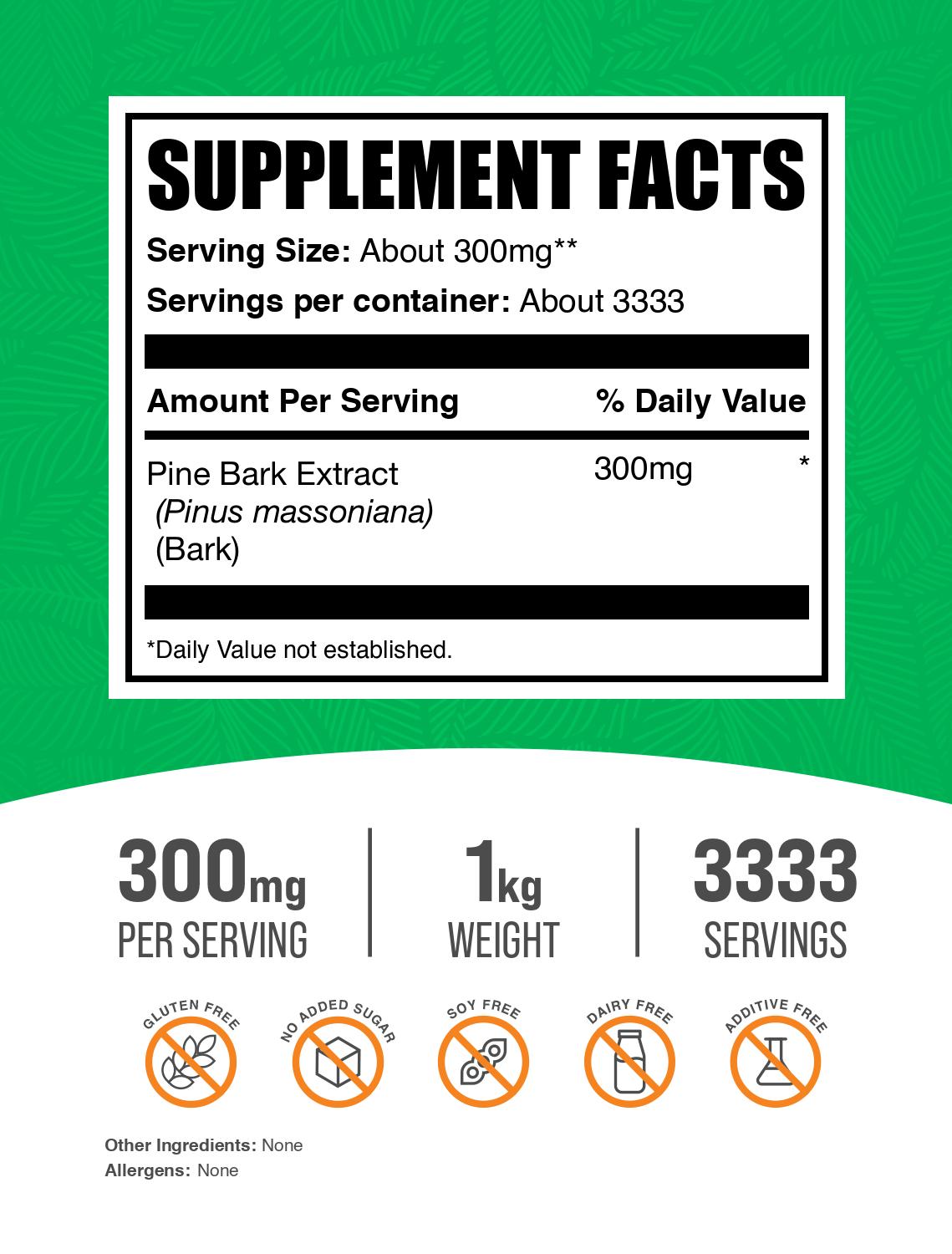 Pine bark extract powder label 1kg