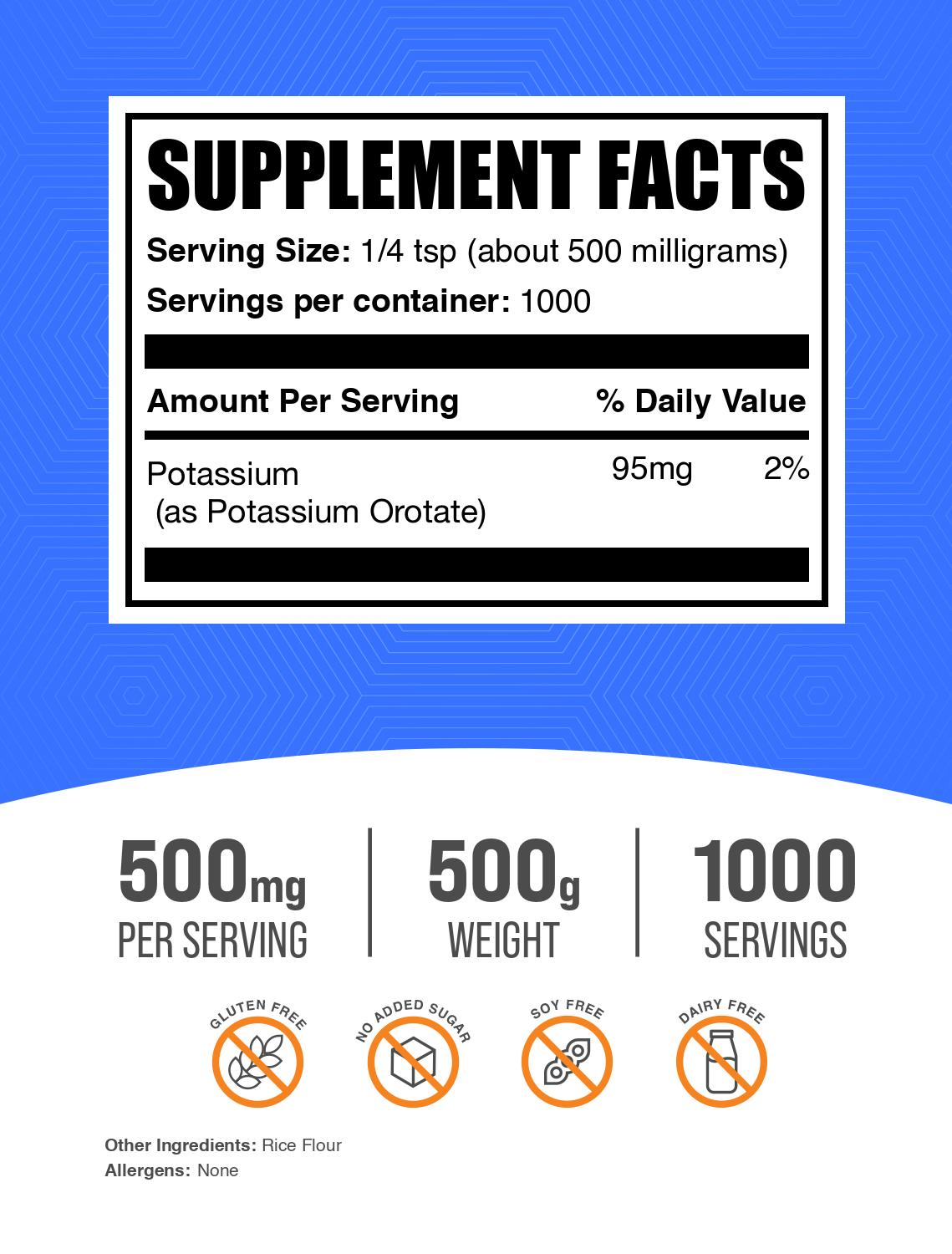 Potassium orotate powder label 500g