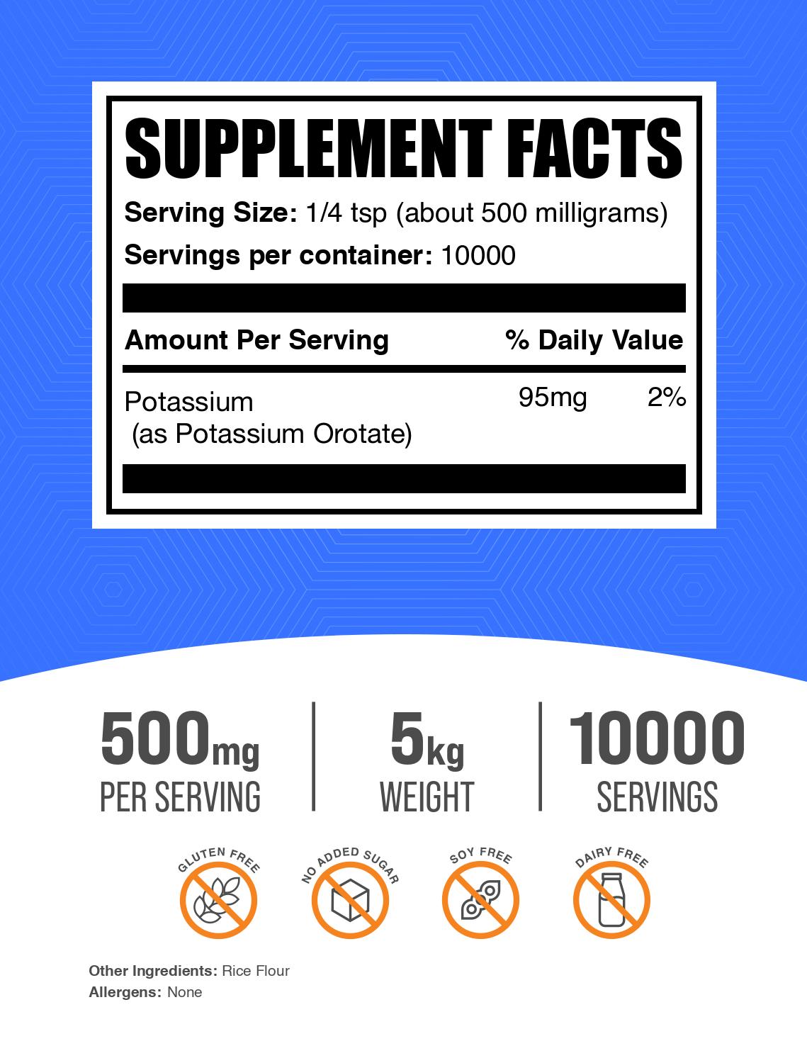 Potassium orotate powder label 5kg