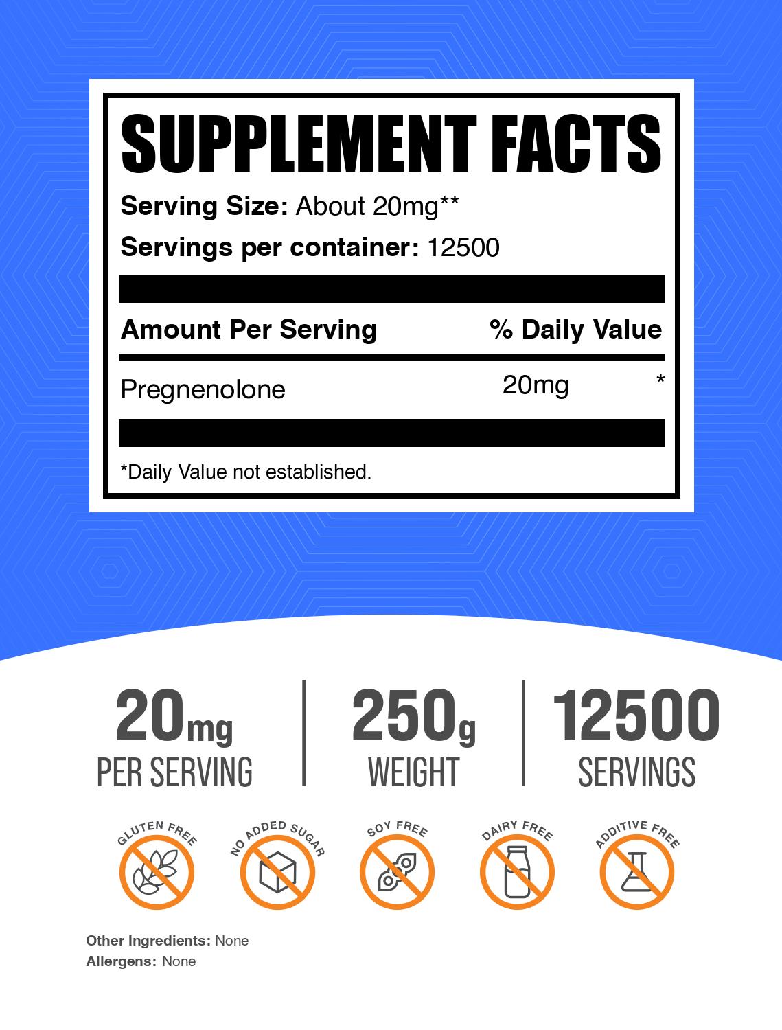 Pregnenolone powder label 250g
