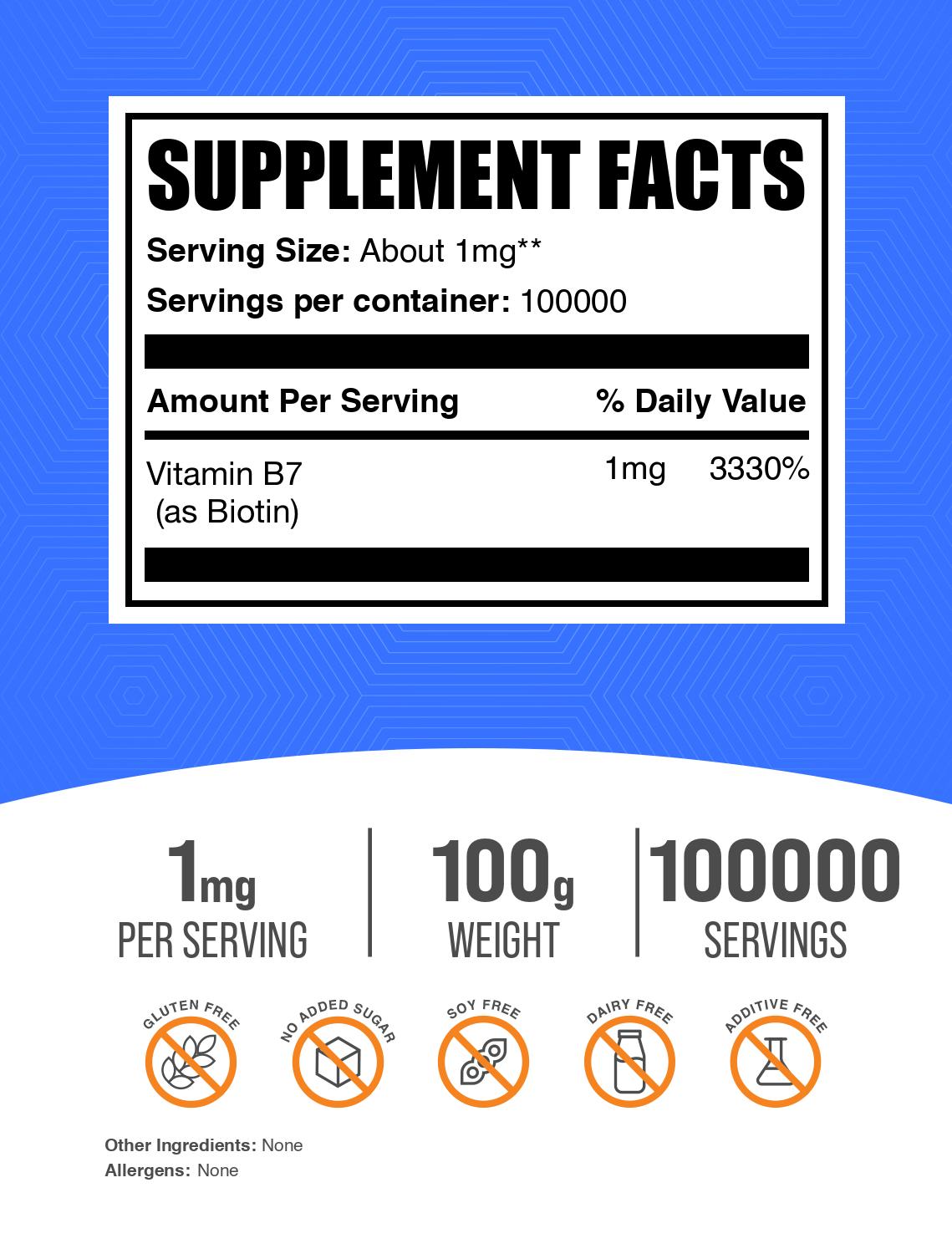 Pure biotin powder label 100g