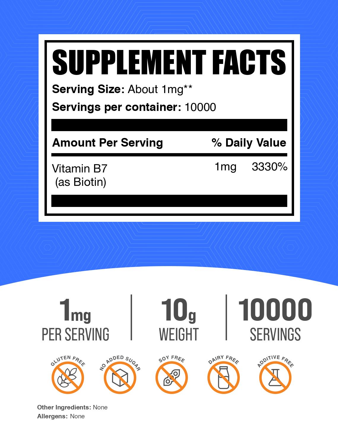 Pure biotin powder label 10g