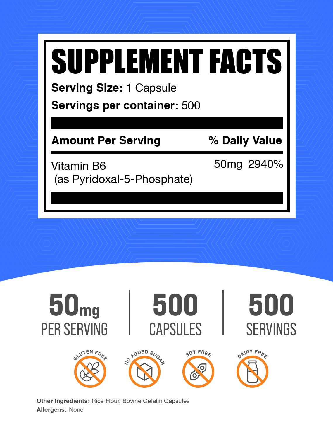 P5p 50mg 500 capsules label