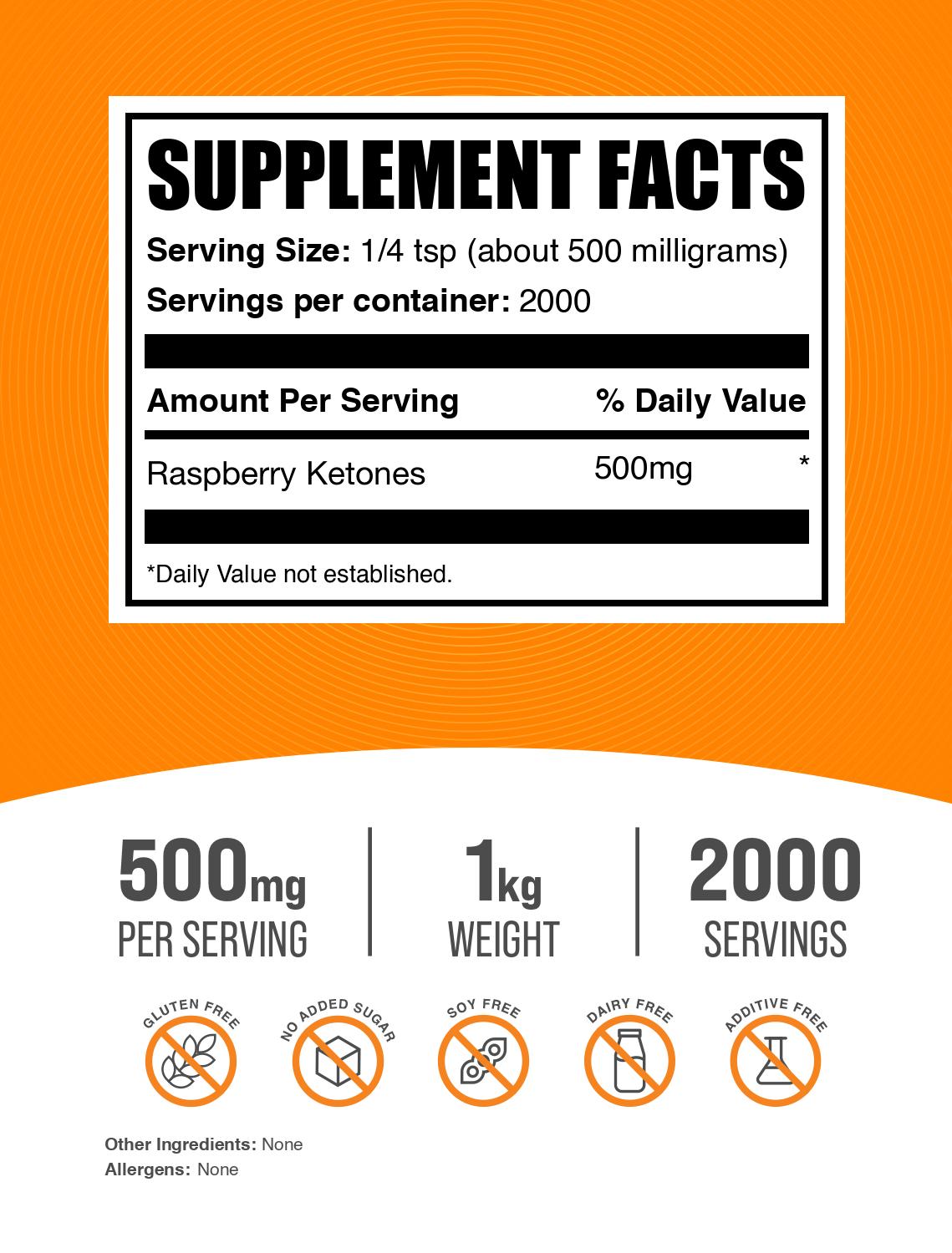 Raspberry ketones powder label 1kg