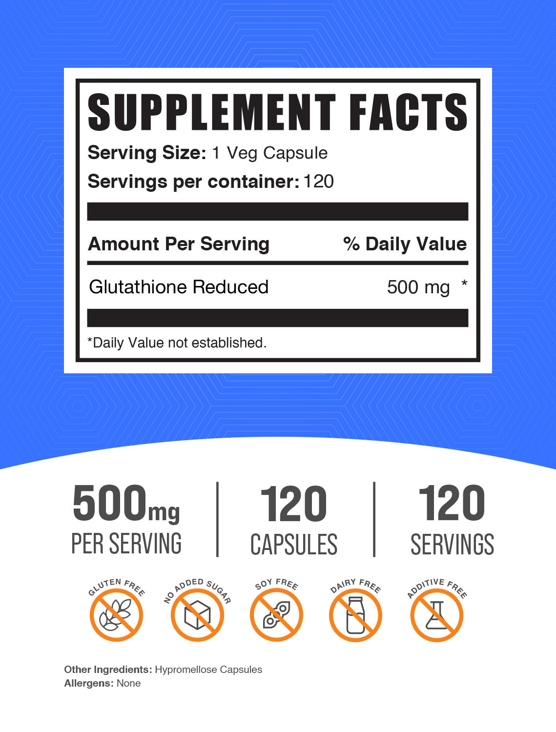 Glutathione reduced 120 capsules label