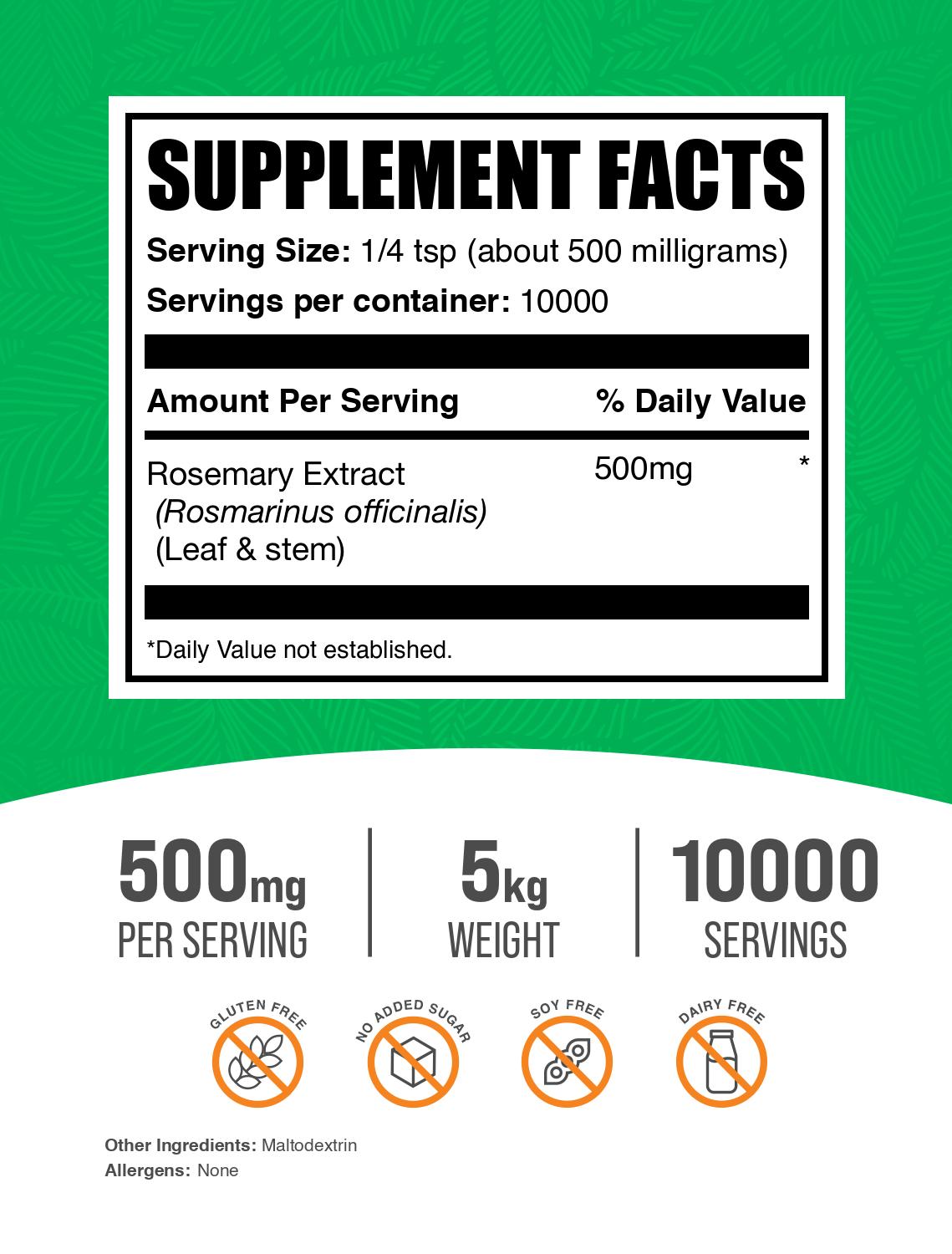 Rosemary extract powder label 5kg