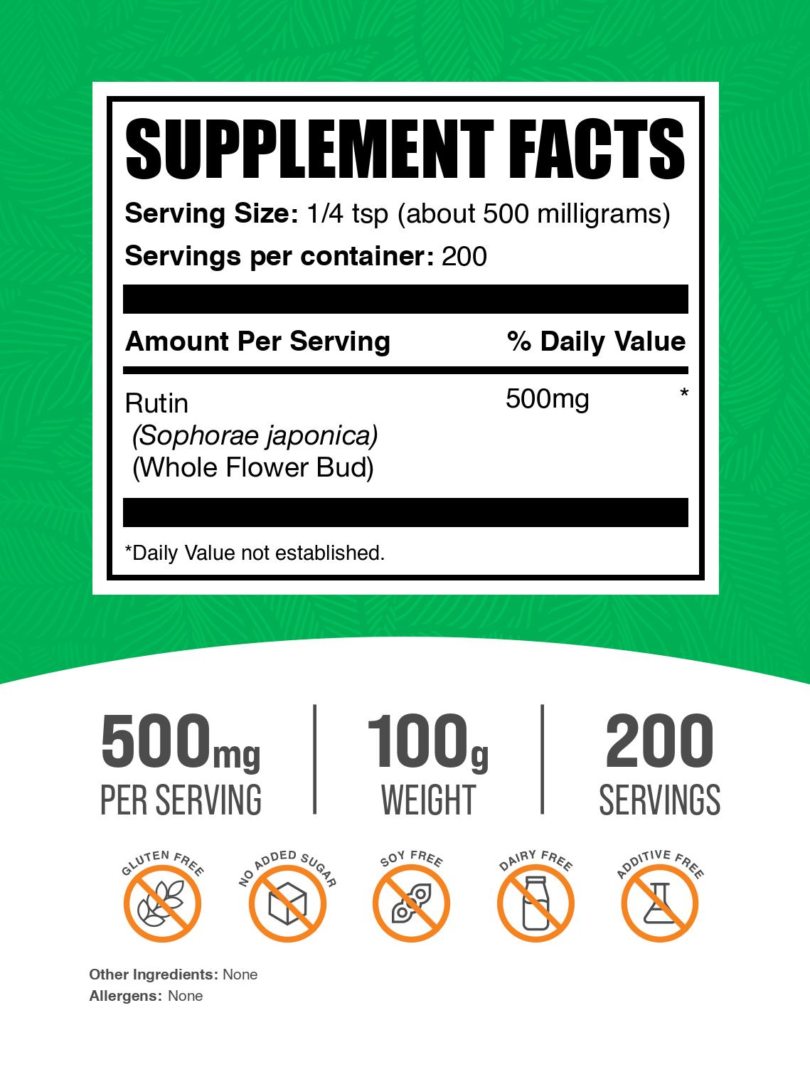 Rutin Powder 100g Label