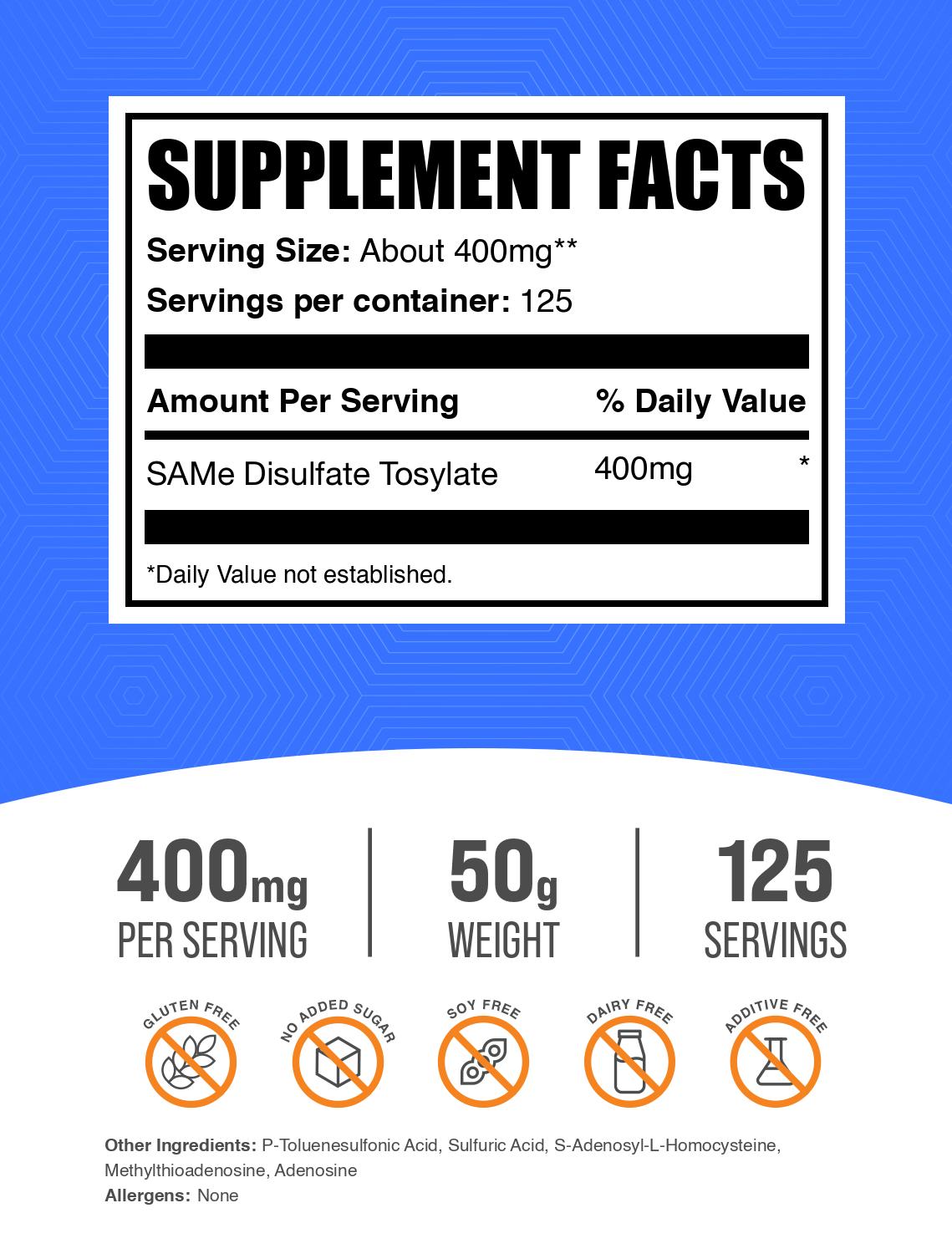 SAMe powder label 50g