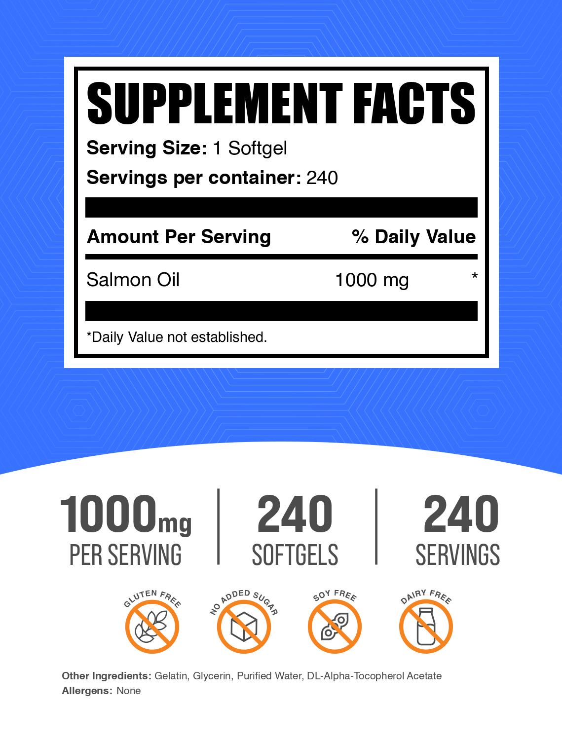 Salmon oil 240 softgels label