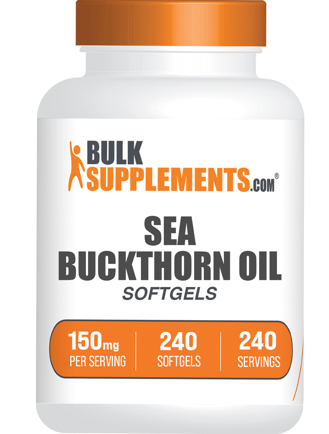 BulkSupplements.com Sanddornöl 240 Weichkapseln, Flaschenbild