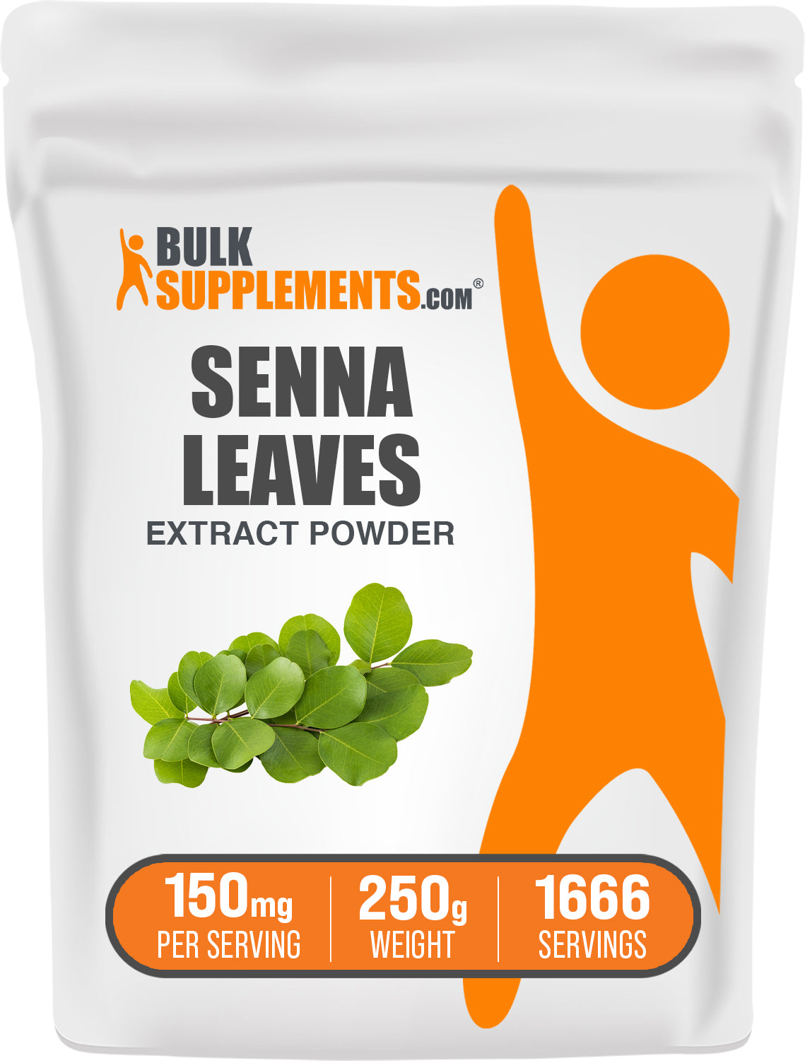 BulkSupplements.com Senna Leaf Extract Powder 250g bag image