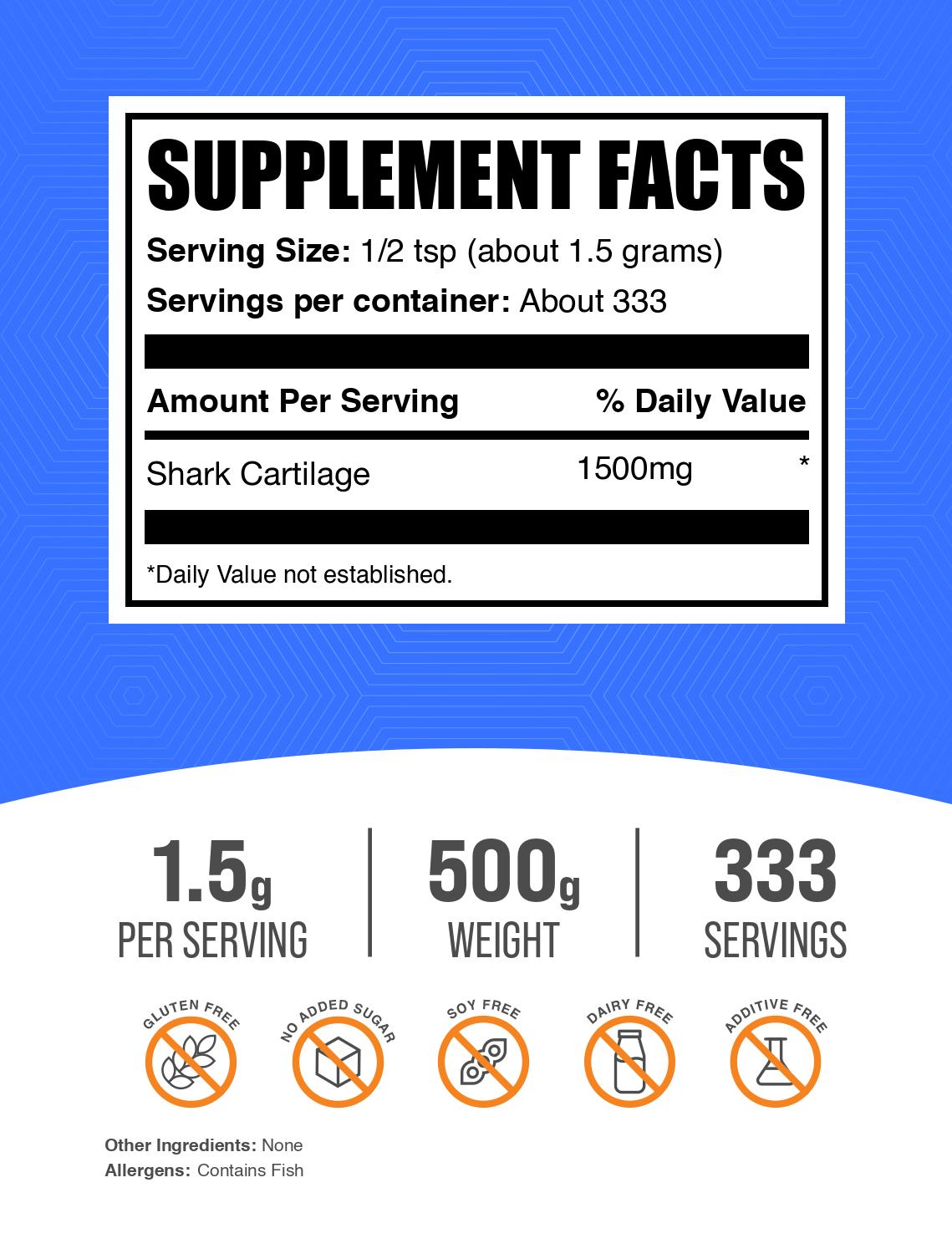 Shark cartilage extract powder label 500g