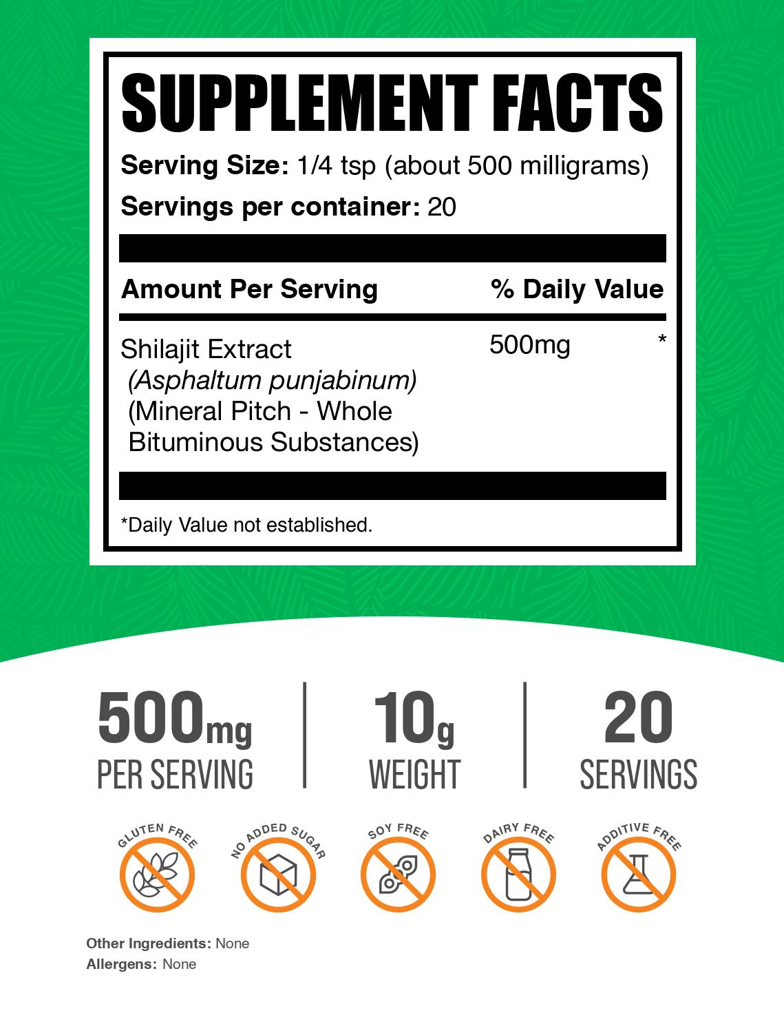 Shilajit extract powder label 10g