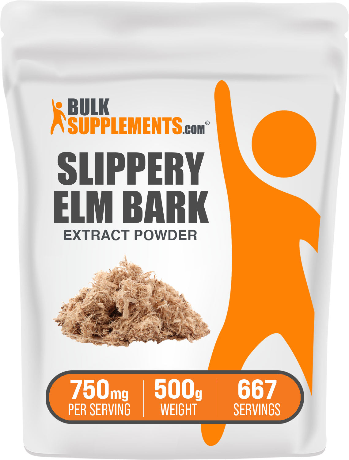 BulkSupplements.com Slippery Elm Bark Extract Powder 500g Bag