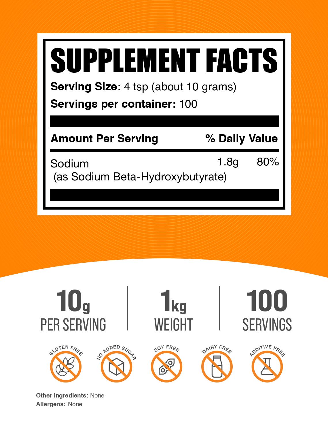 Sodium BHB powder label 1kg